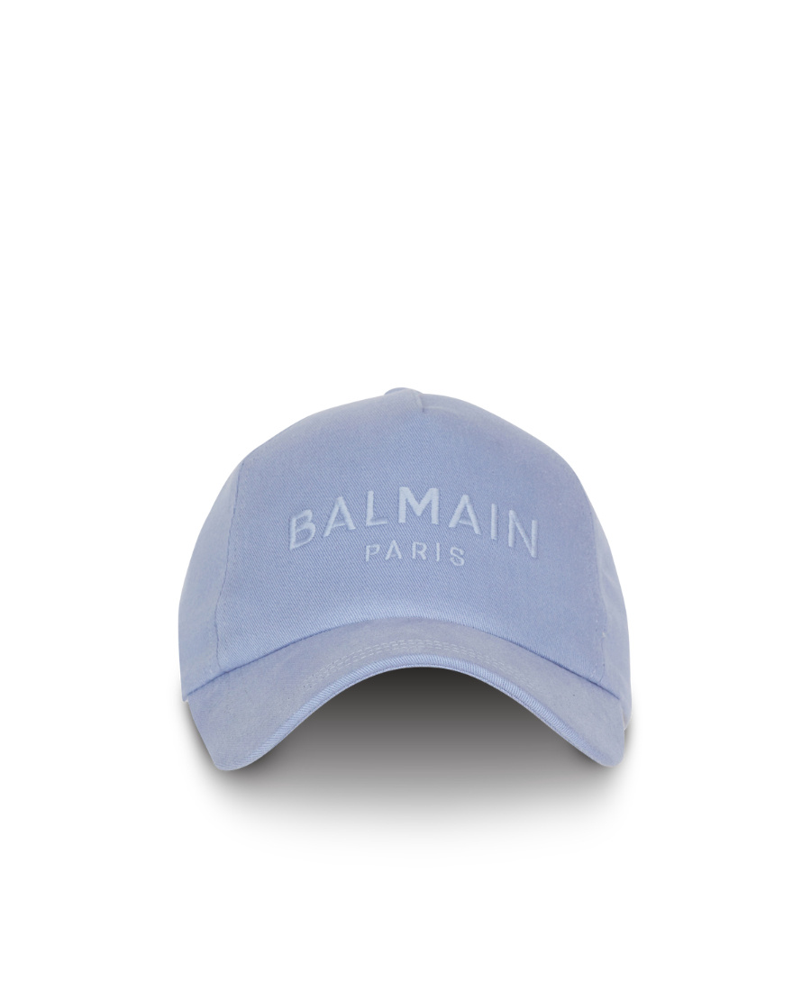 Balmain Logo-embroidered Cotton Cap In Blue