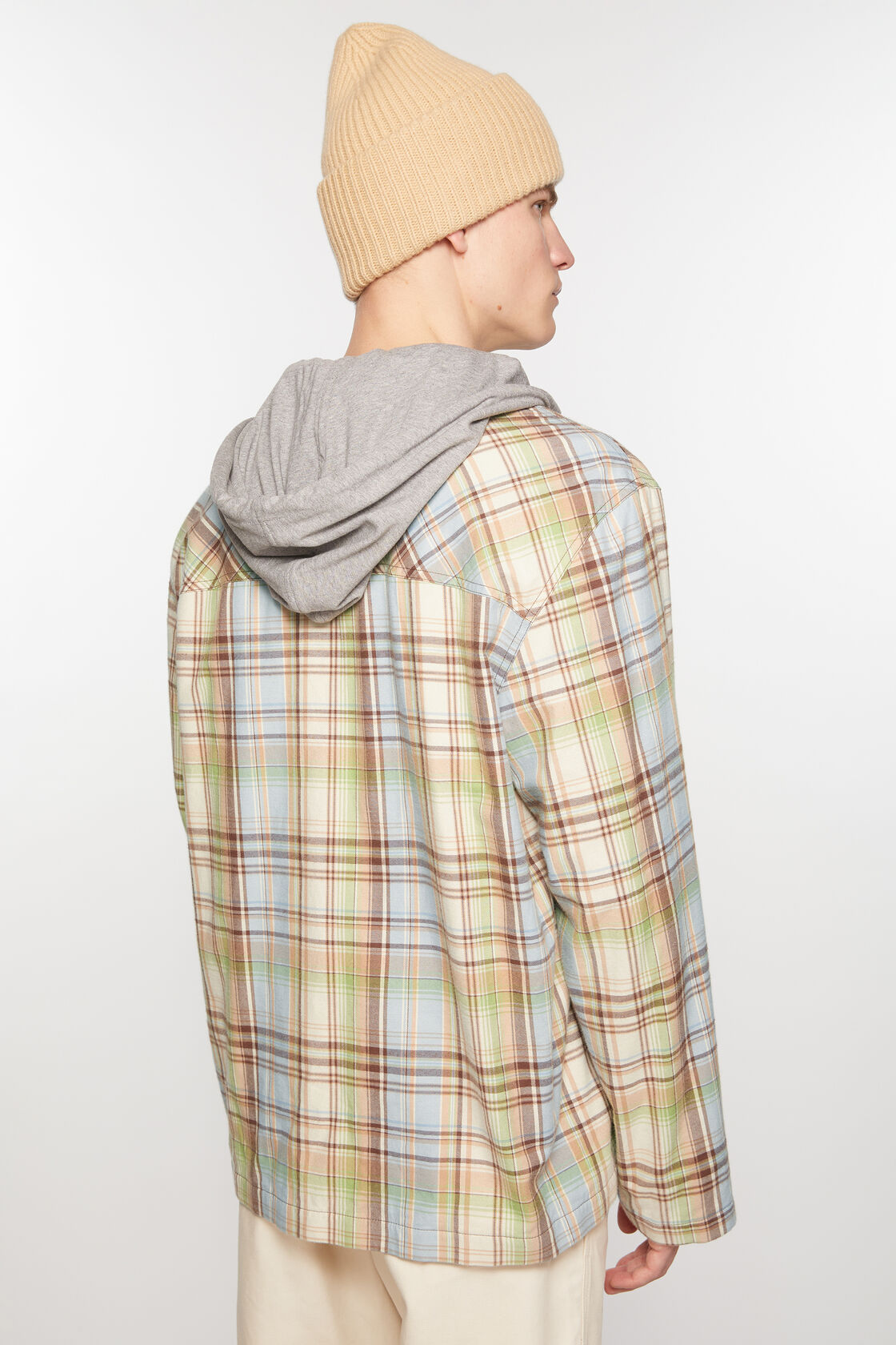 Acne Studios Checked Cotton Canvas Overshirt In Nude