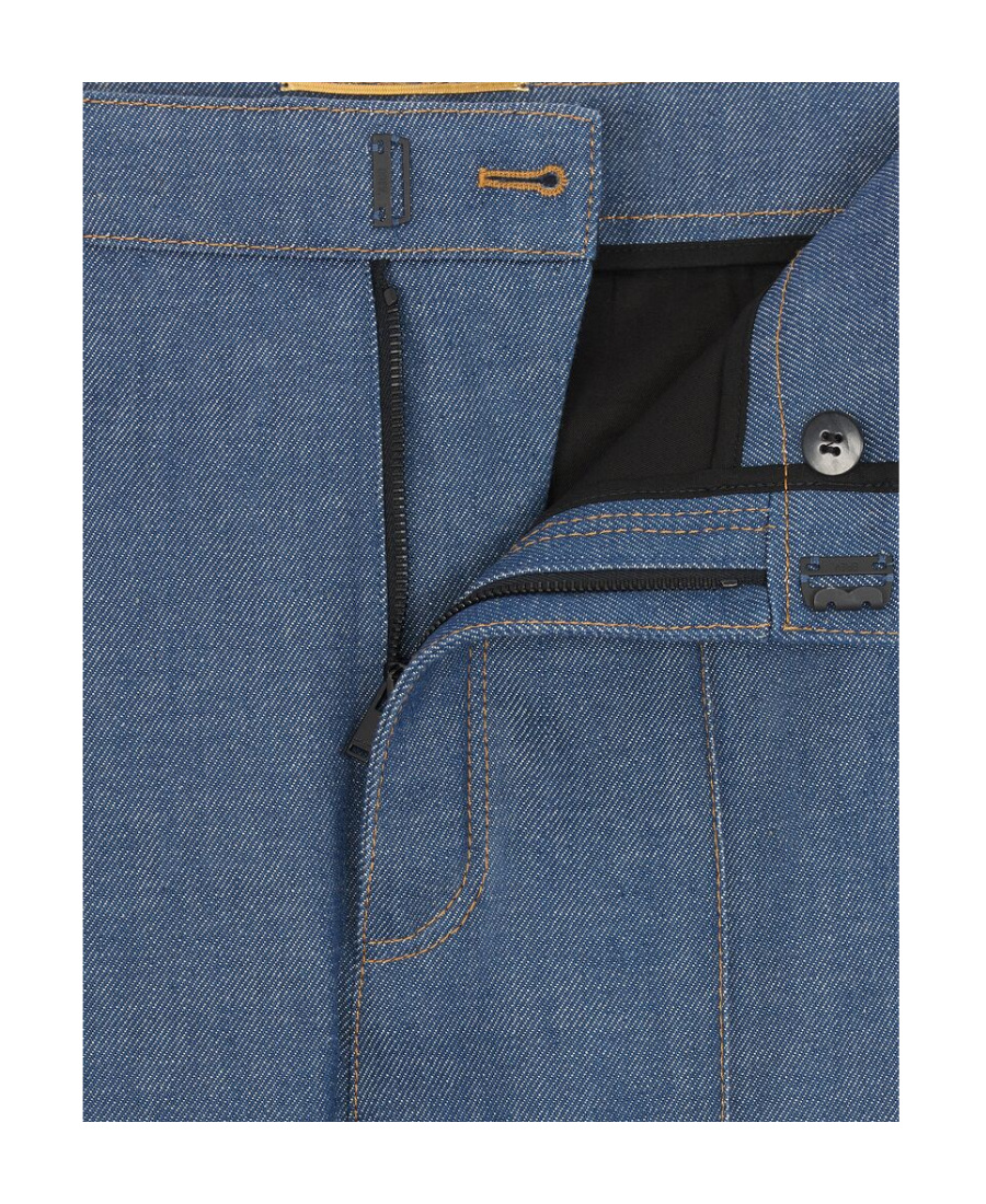 Saint Laurent Flared High-waisted Trousers In Blue