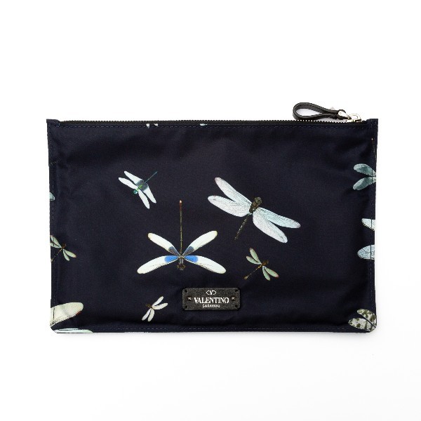 Valentino Dragonfly Print Clutch In Black