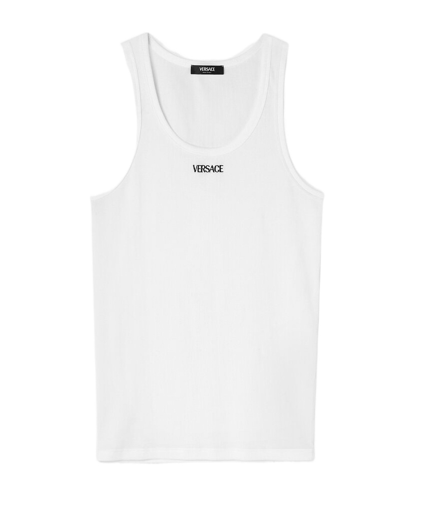 Versace White Logo Tank Top In White