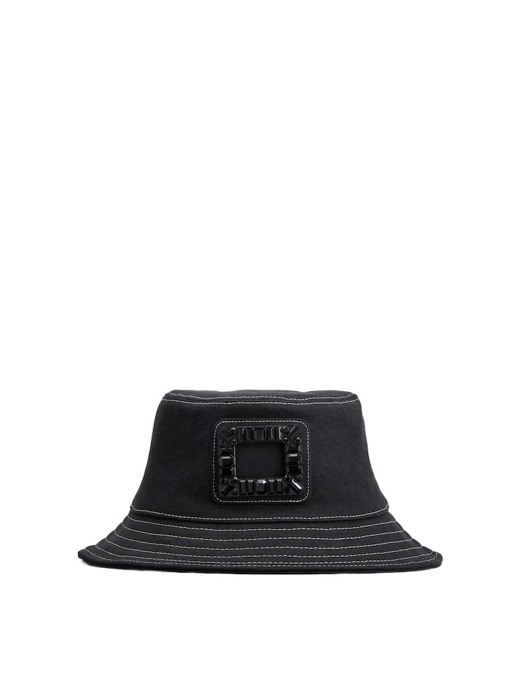 Roger Vivier Skate Bucket Hat Contrast Stitching In Black