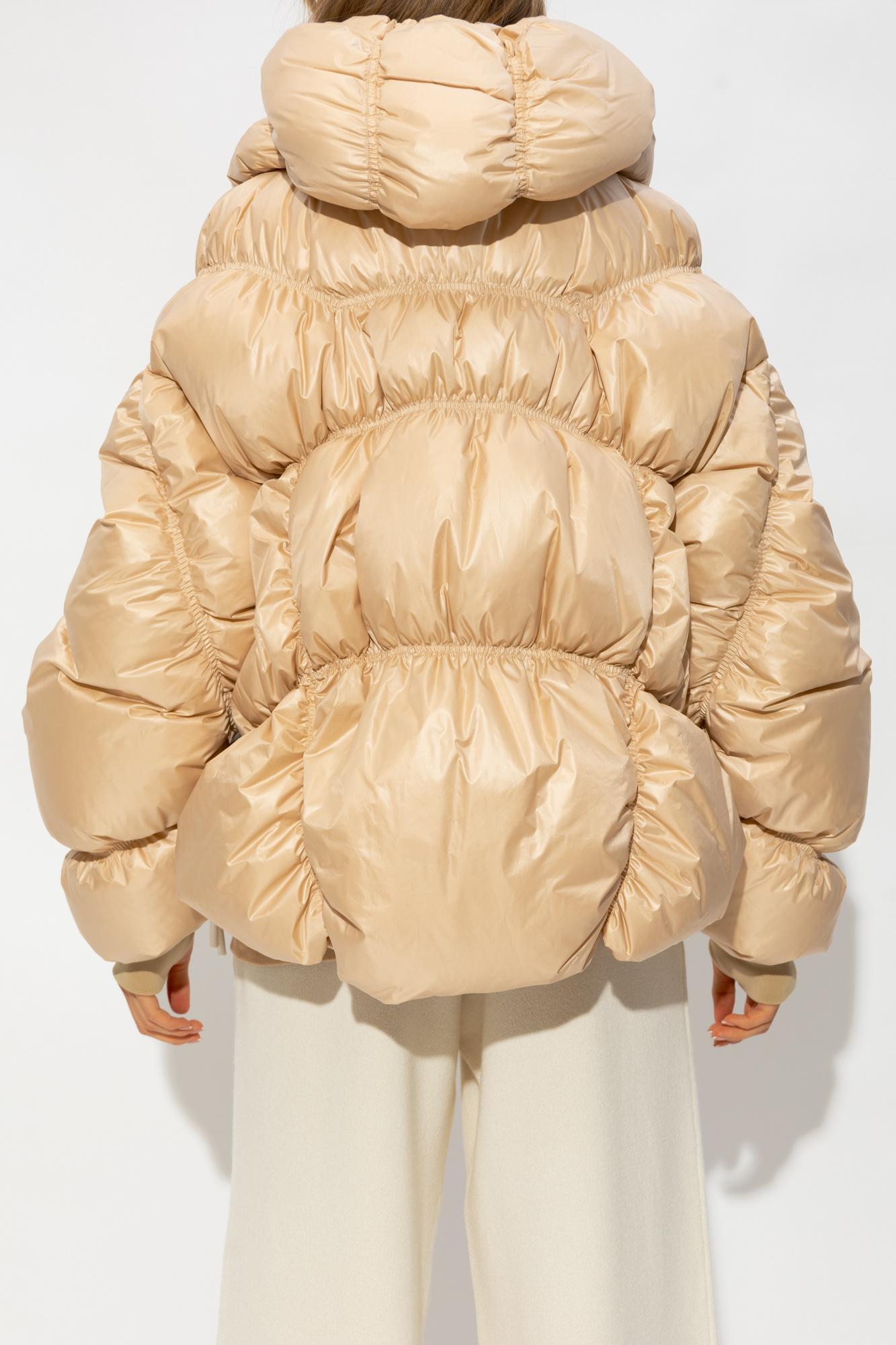 Khrisjoy Zip-up Hooded Puffer Jacket In Nude