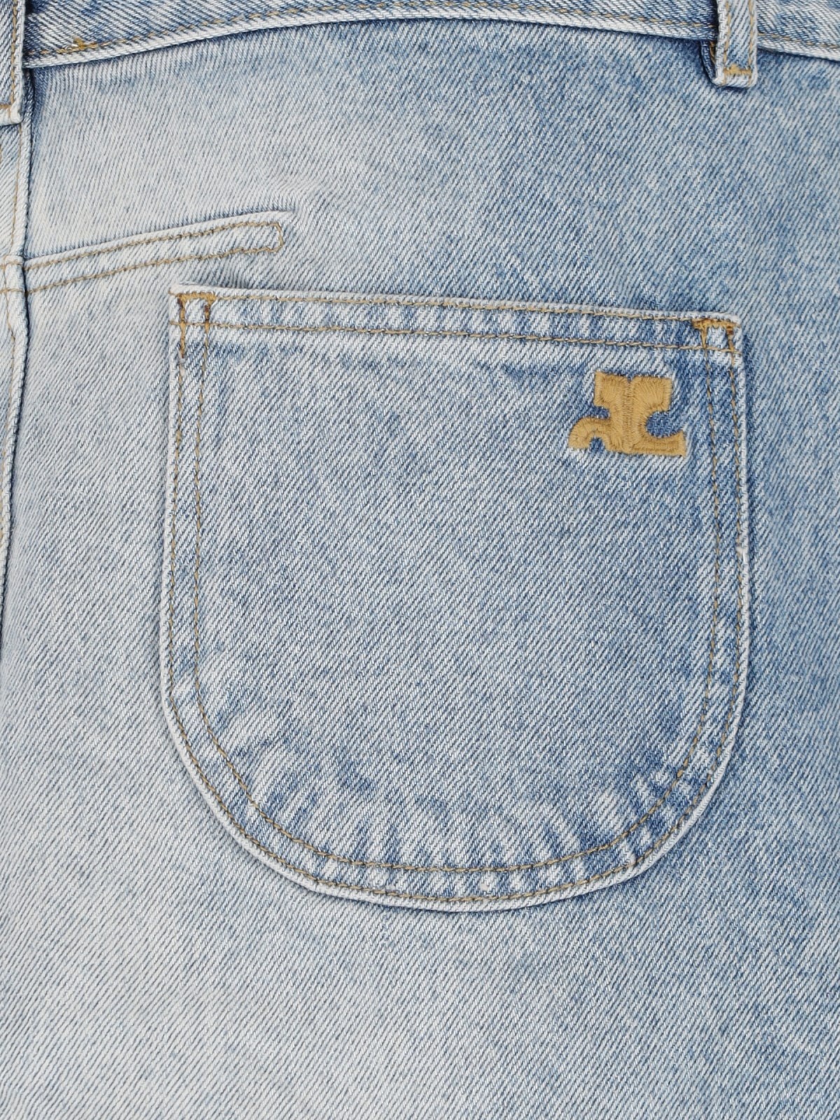 Courrèges Denim Mini Skirt In Gray