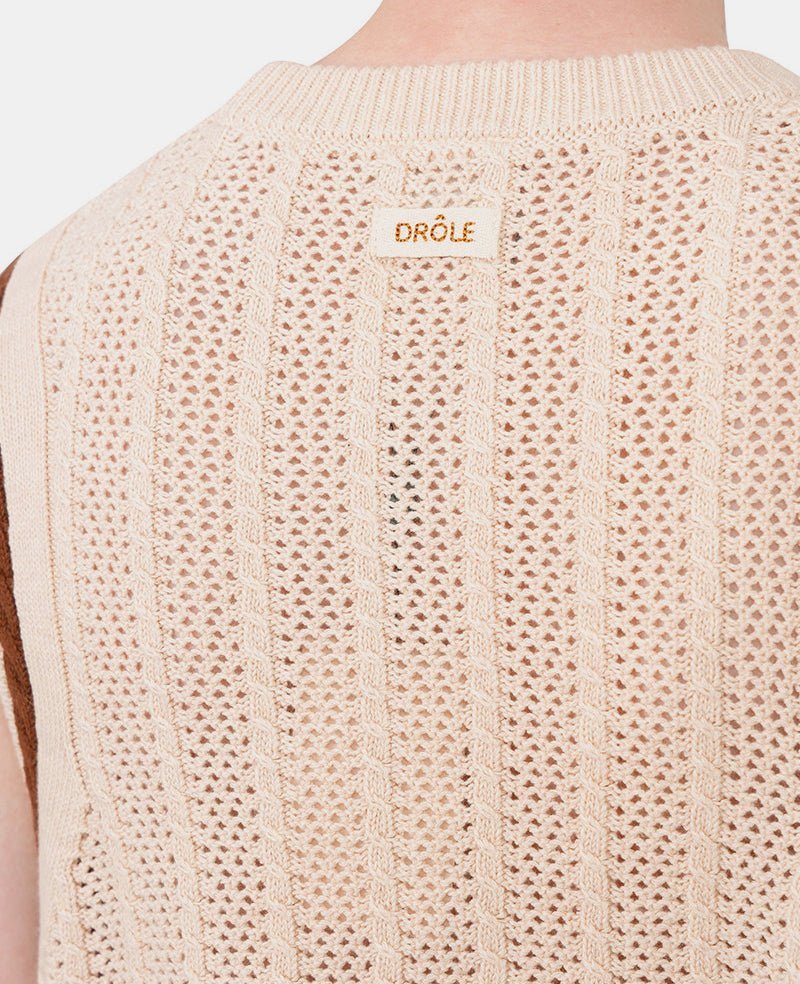 Drôle De Monsieur Cotton-cashmere Knitted Vest In Neutral