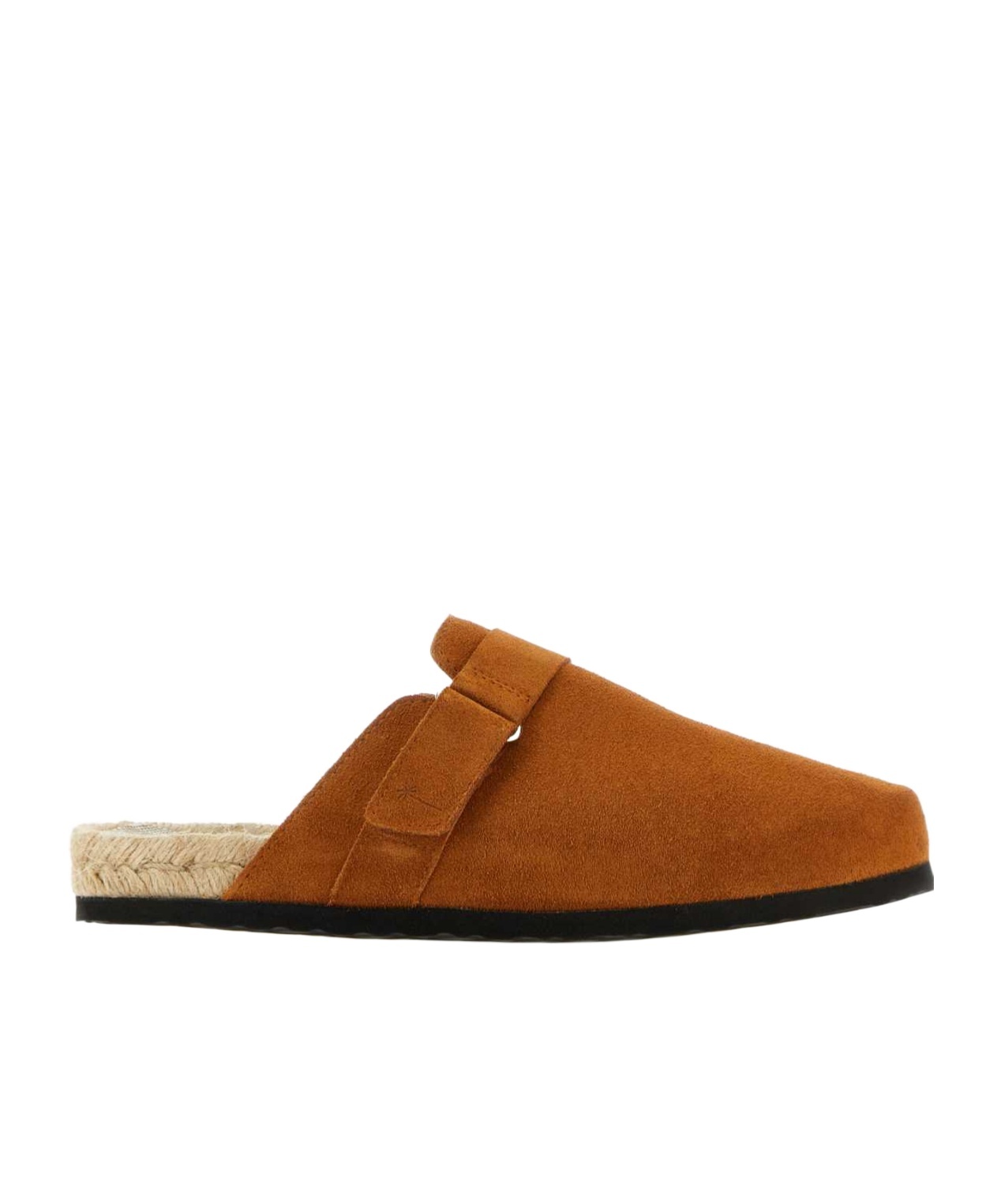 Manebi Suede Round Toe Sandals With Strap Detail In Brown