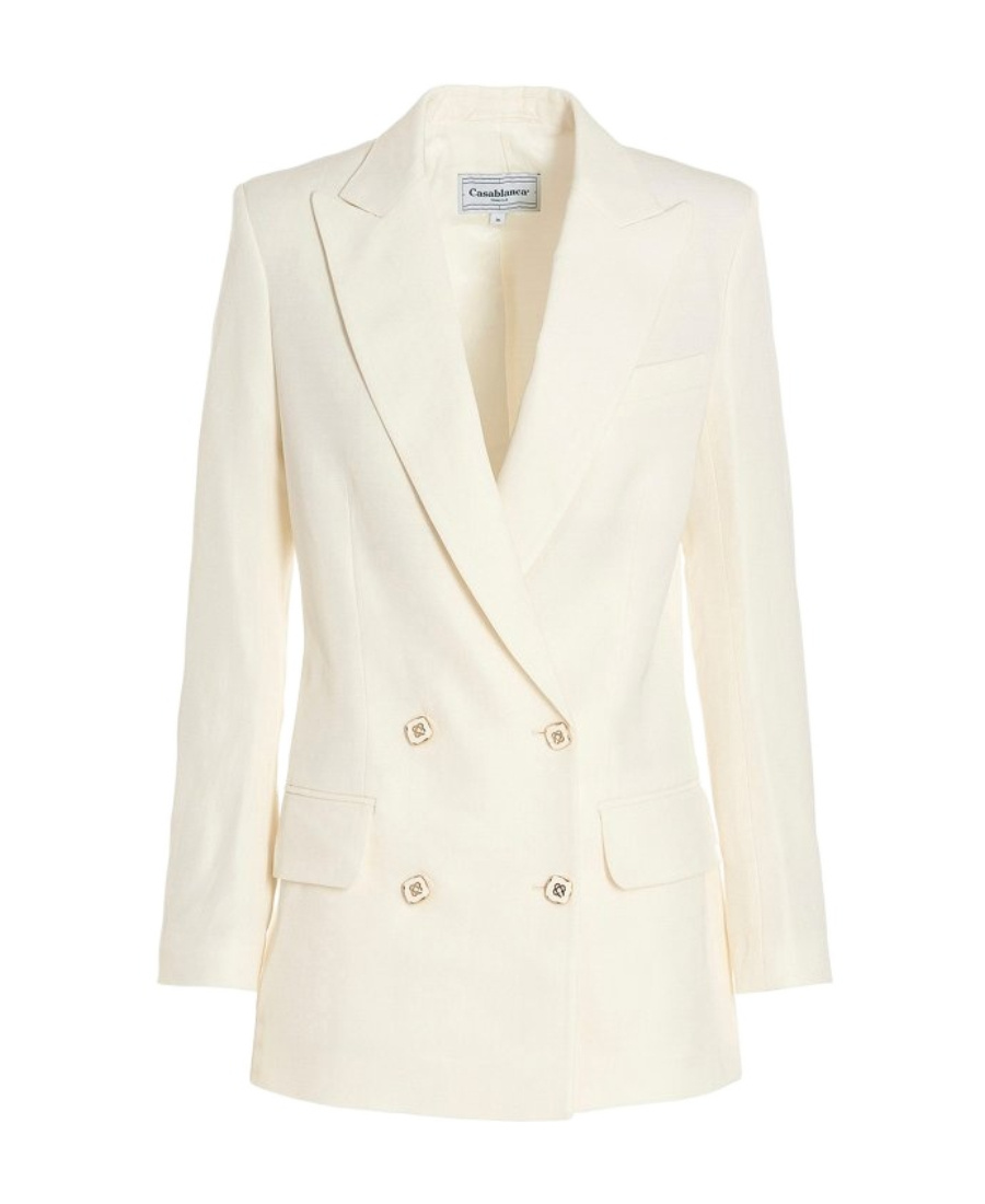 Shop Casablanca Double-breasted Suit Jacket In White