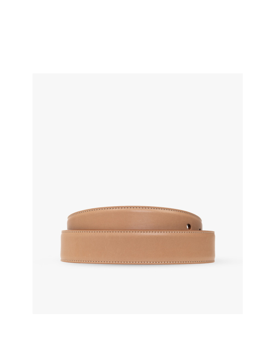Saint Laurent Logo-plaque Leather Belt In Nude