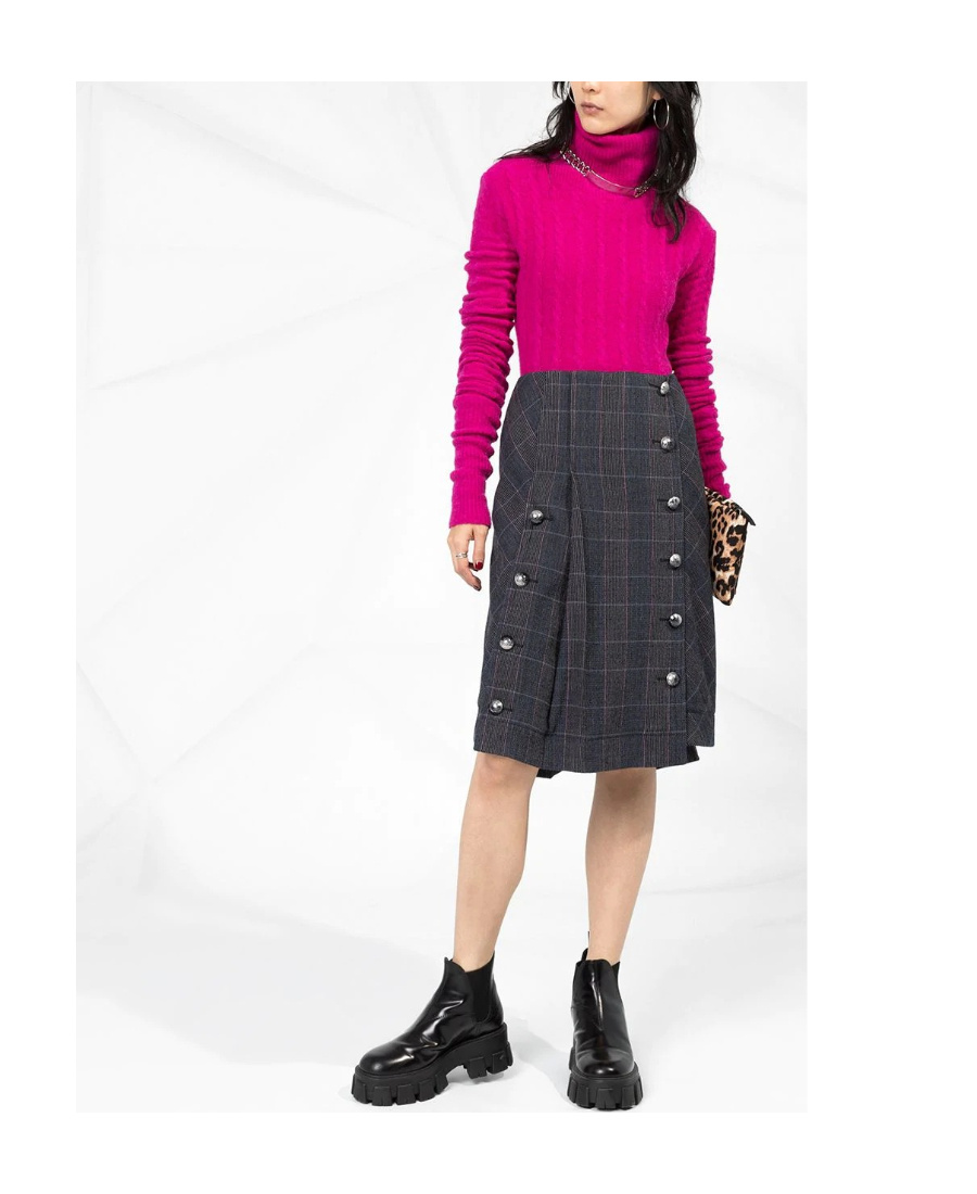 Chloé Checked Pleated Skirt In Black