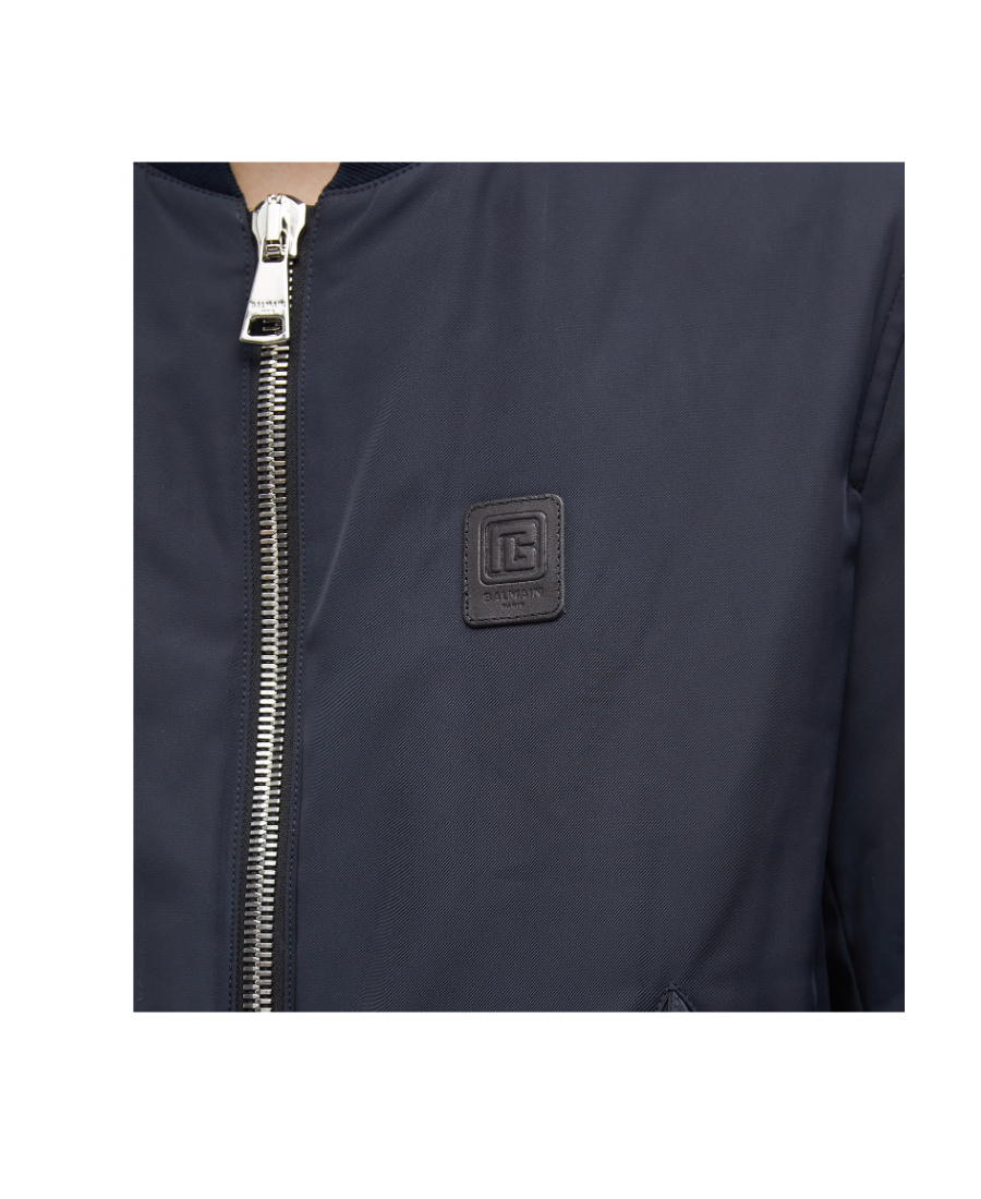 Balmain Logo-applique Zipped Bomber Jacket In Black