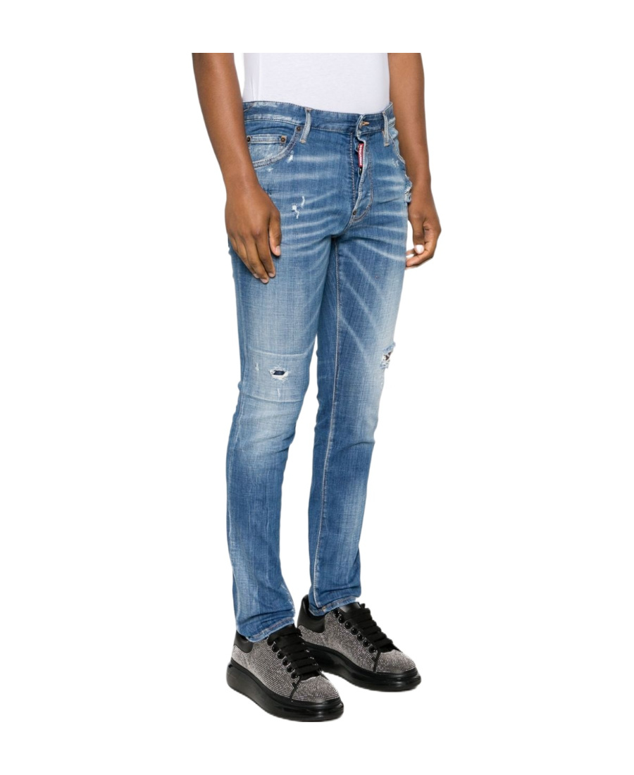 Dsquared2 Designer 5-pocket Navy Blue Jeans For Men In Blue