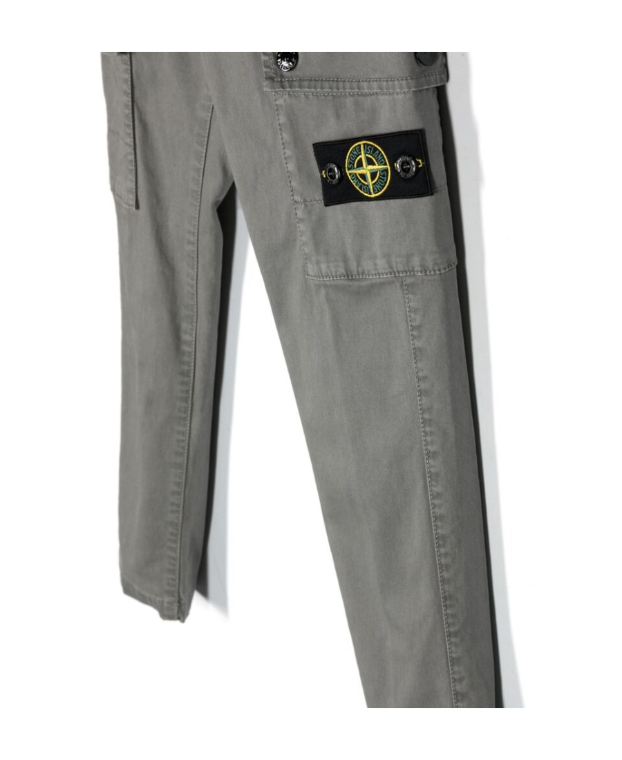 Stone Island Compass-badge Tapered-leg Trousers In Gray