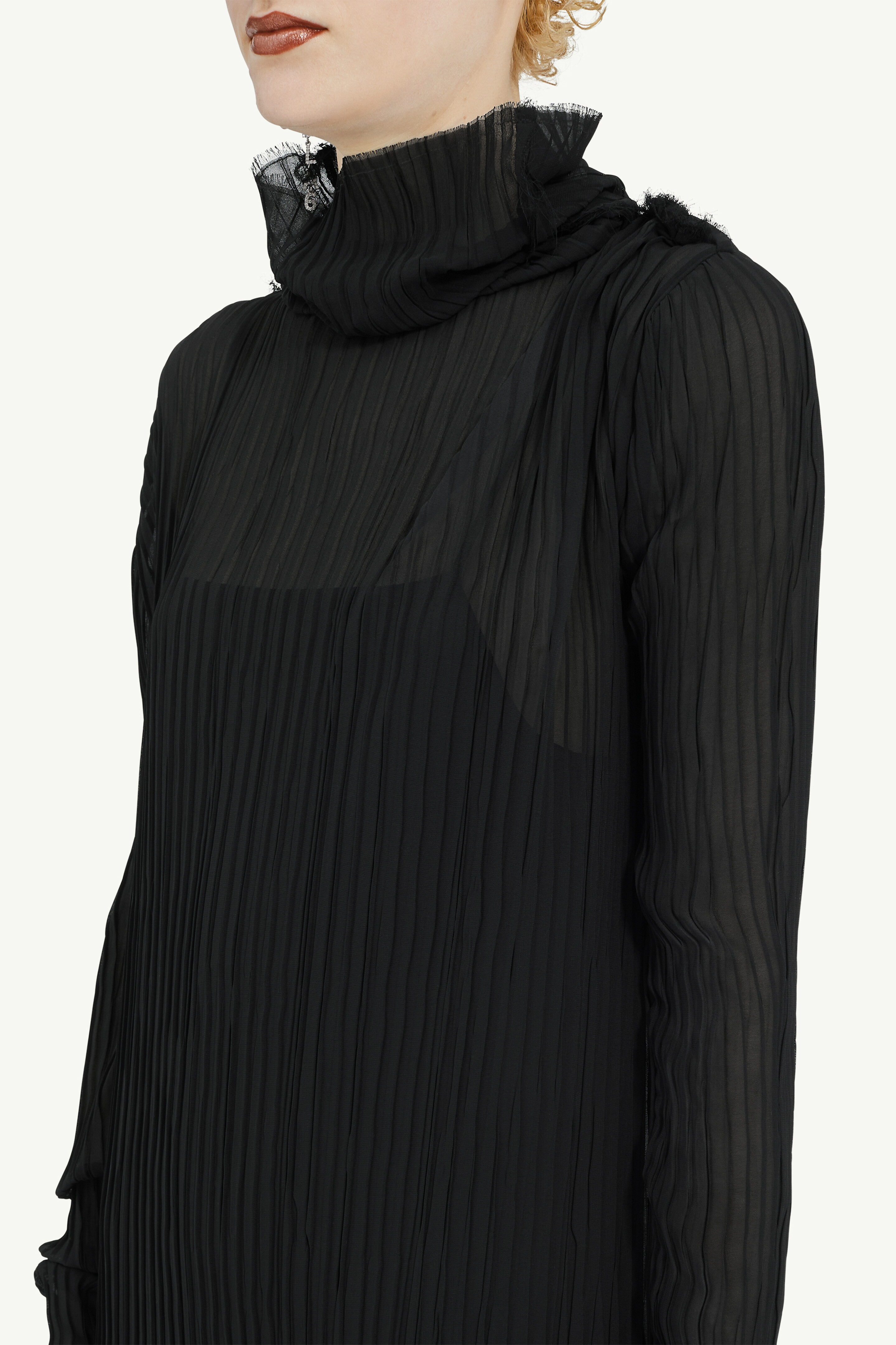 Shop Mm6 Maison Margiela Sheer Plissè Midi Dress In Black
