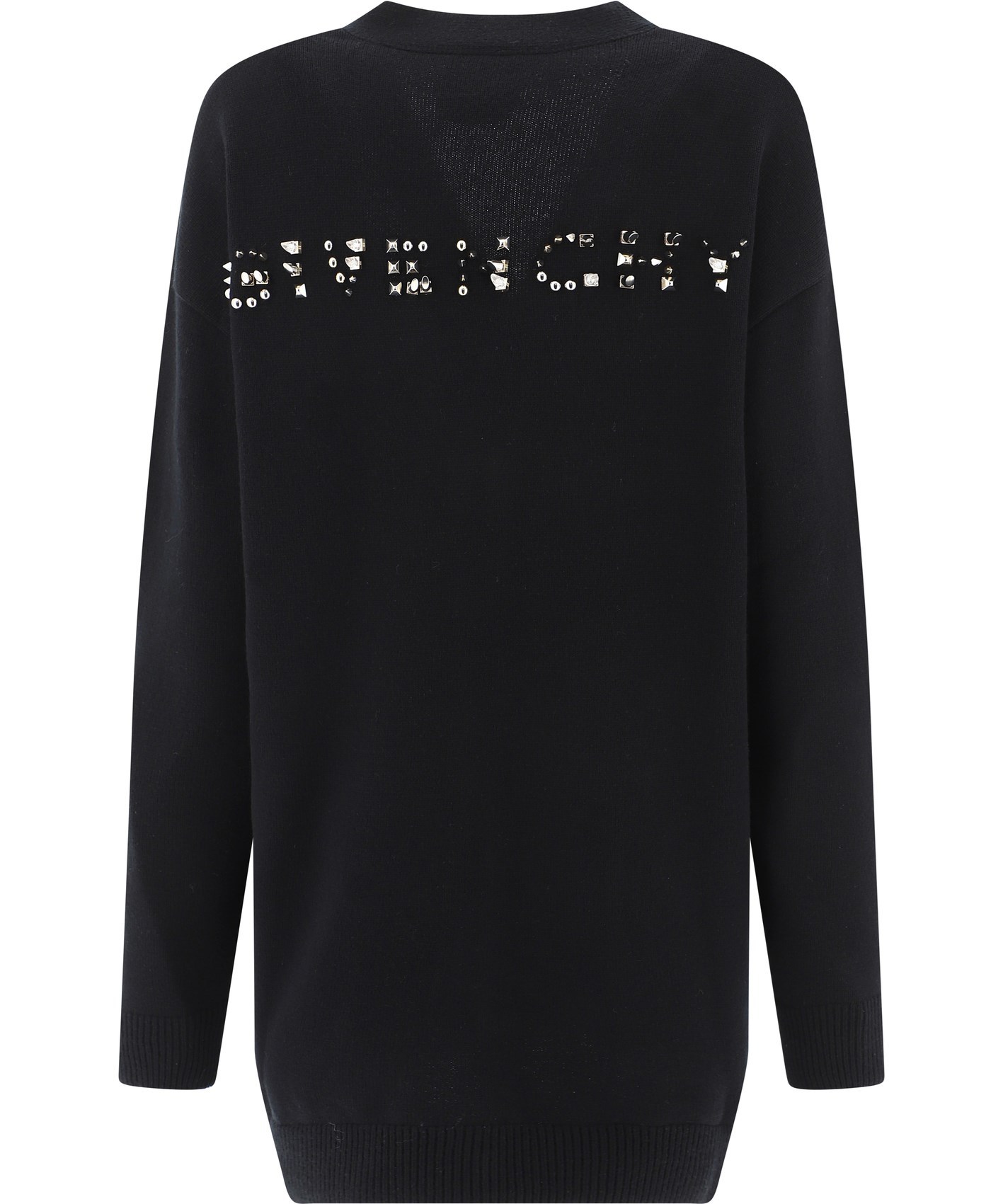 Givenchy Studded-logo Longline Cardigan In Black