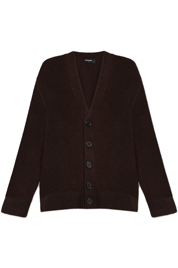 Dsquared2 Knitted Wool Cardigan In Black