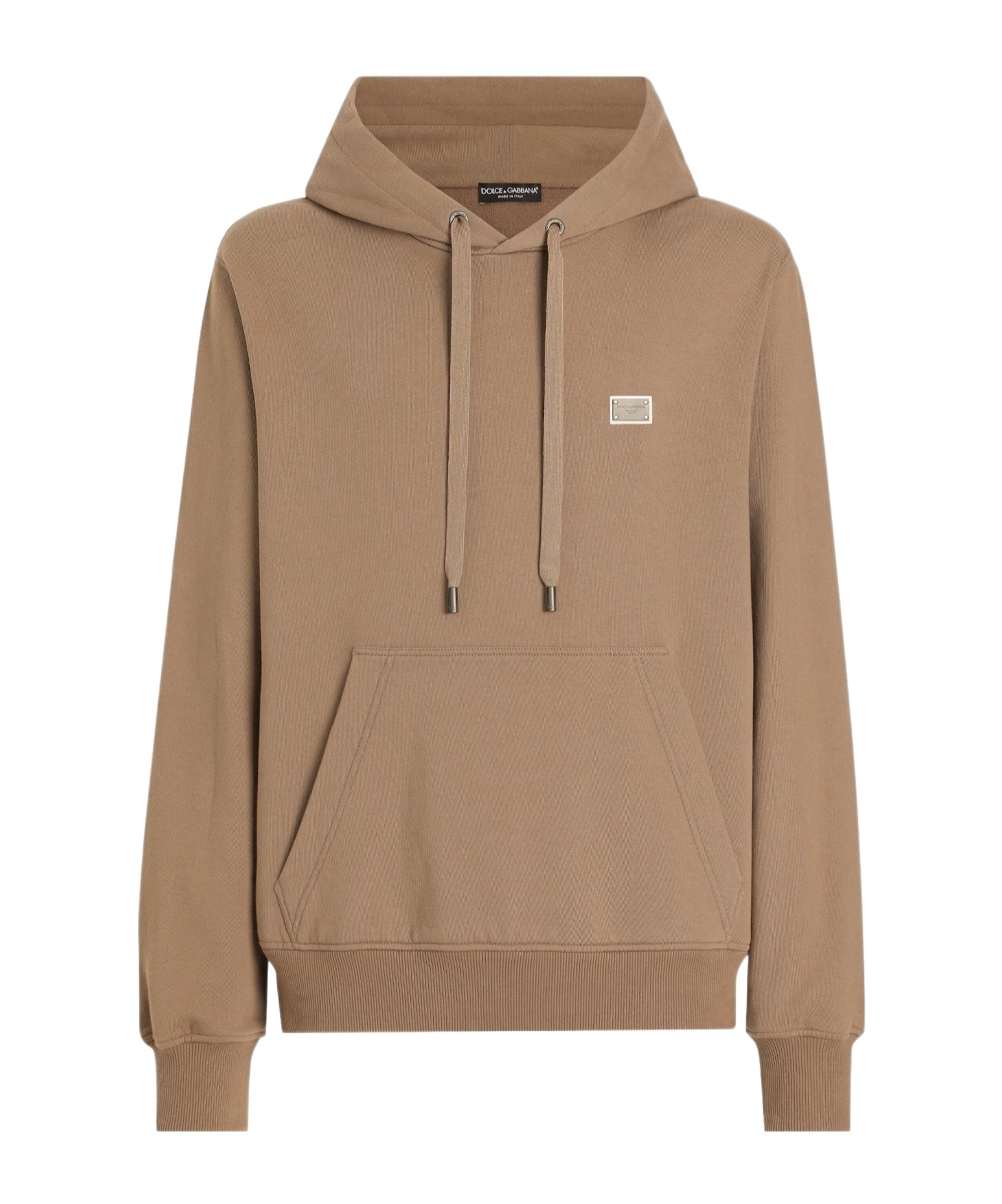 Dolce & Gabbana Logo-plaque Hoodie In Brown