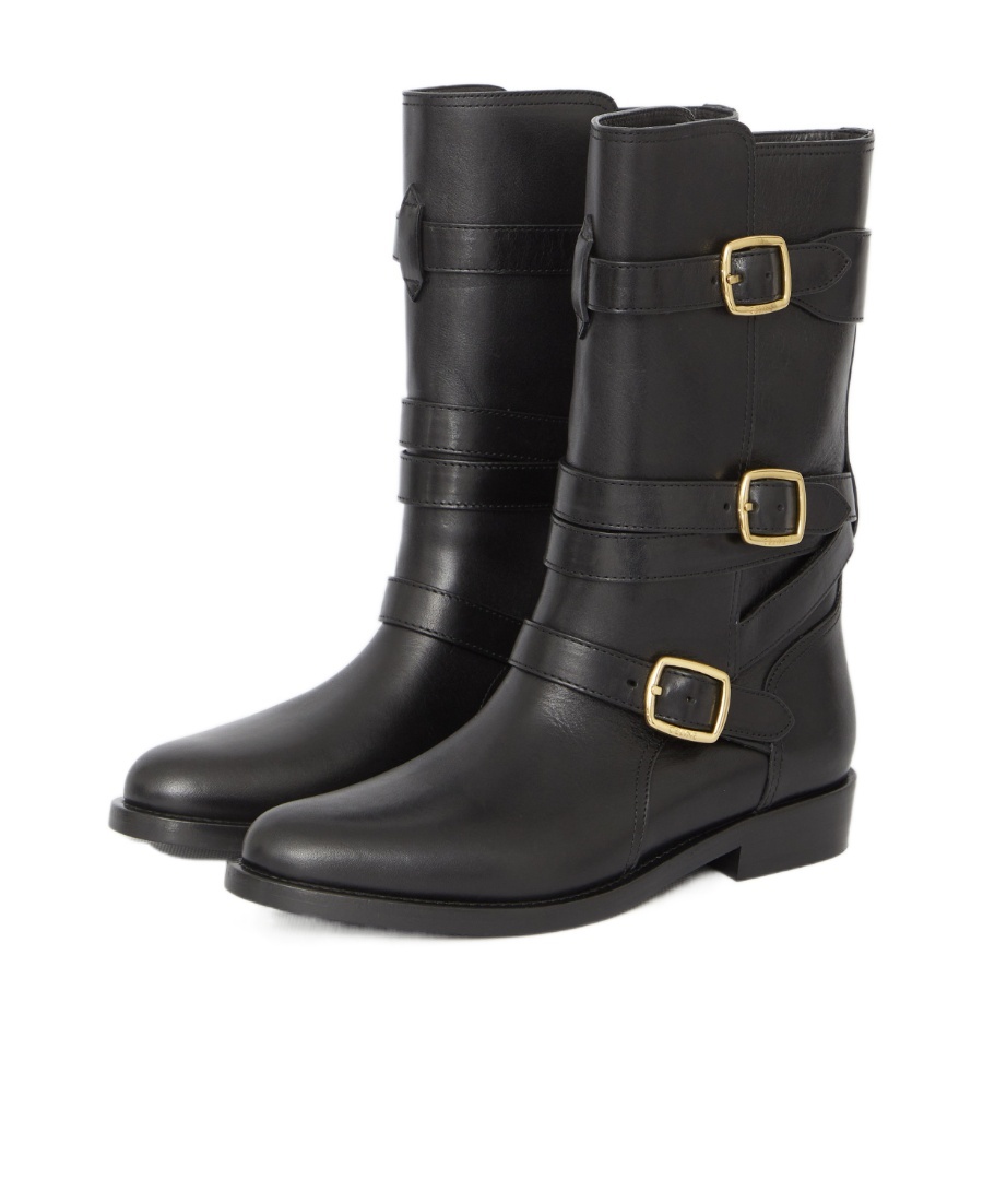 Celine Lyra Buckle Short Boots In Black