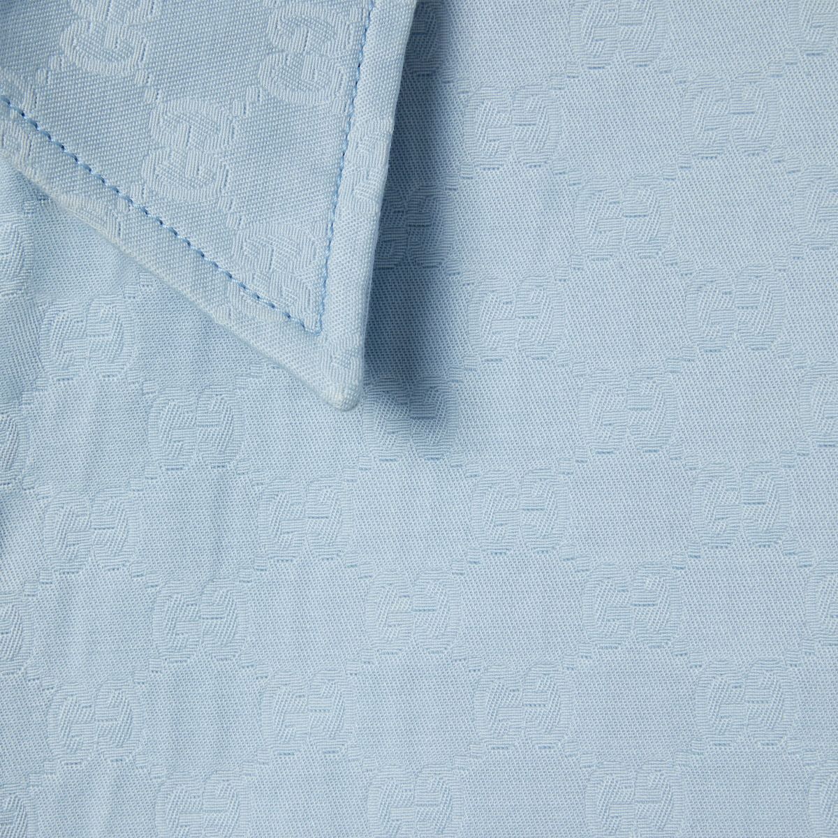 Gucci Mens Gg Monogram Relaxed Cotton Shirt Baby Blue In Blue