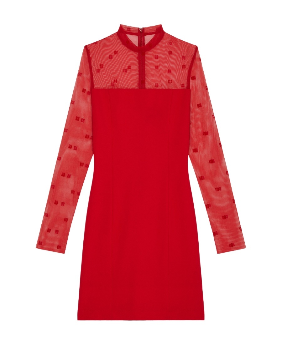 Givenchy 4g-print Tulle-panelled Minidress In Red