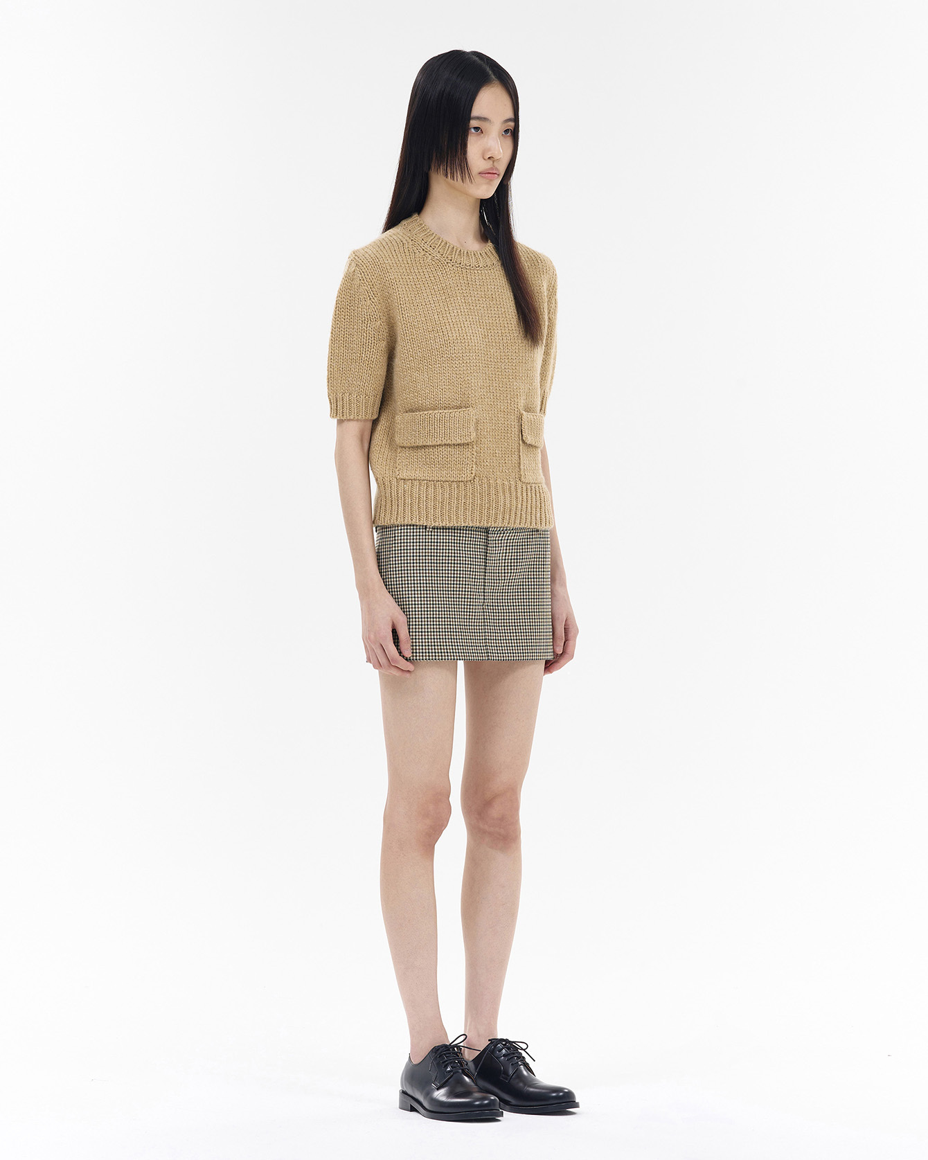 We11 Done Round-collar Short-sleeve Sweater In Nude