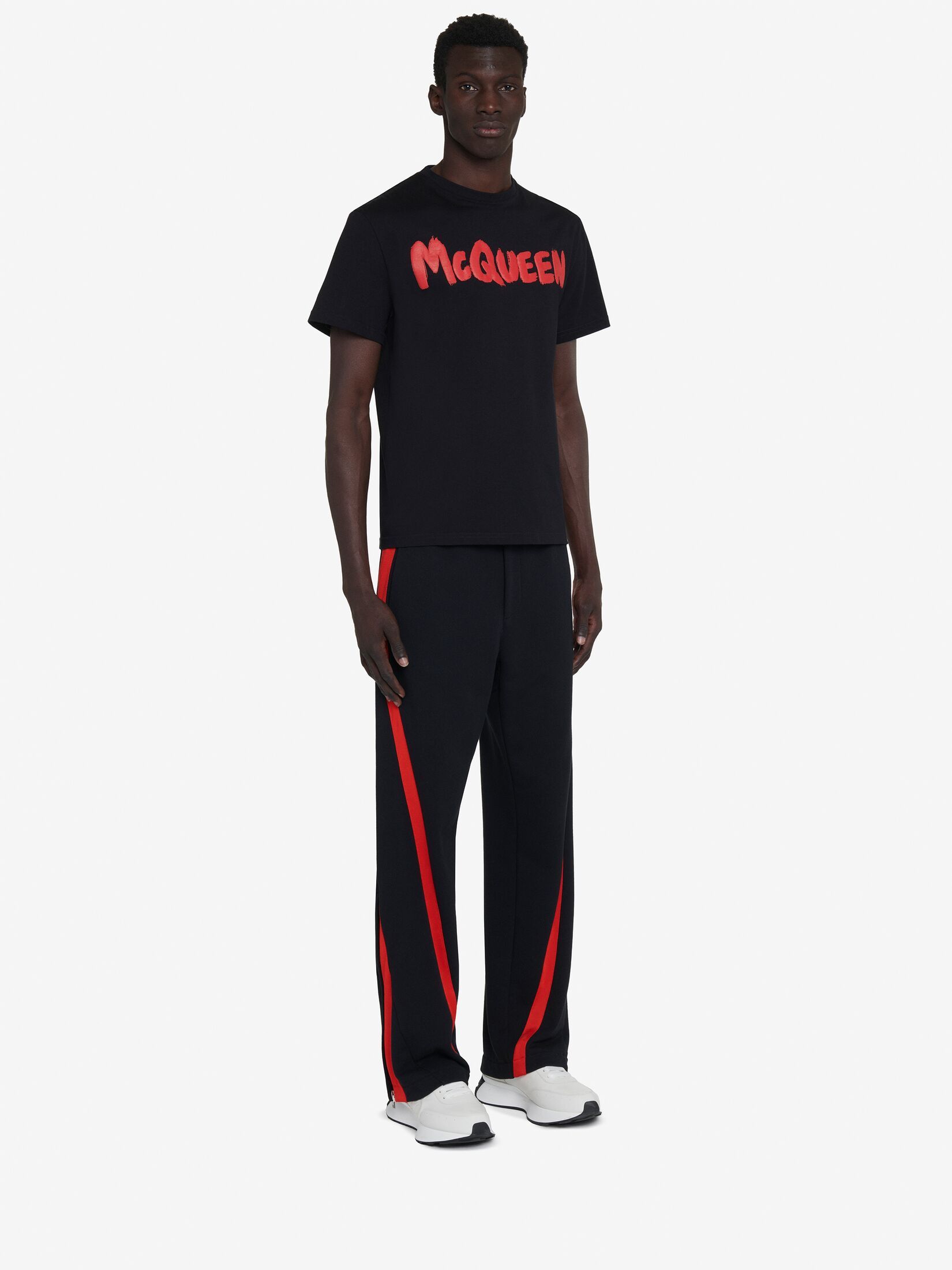 Alexander Mcqueen Graffiti Logo Crewneck T-shirt In Black
