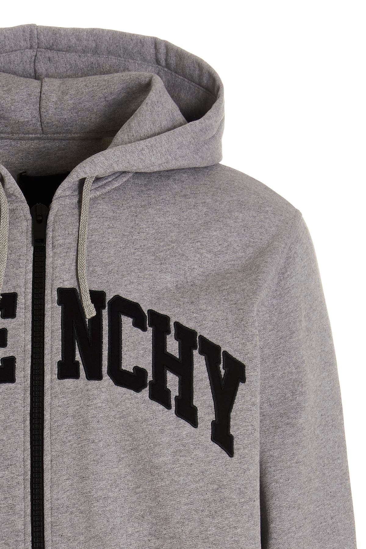 Givenchy Logo-patches Zip-up Cotton Hoodie In Gray