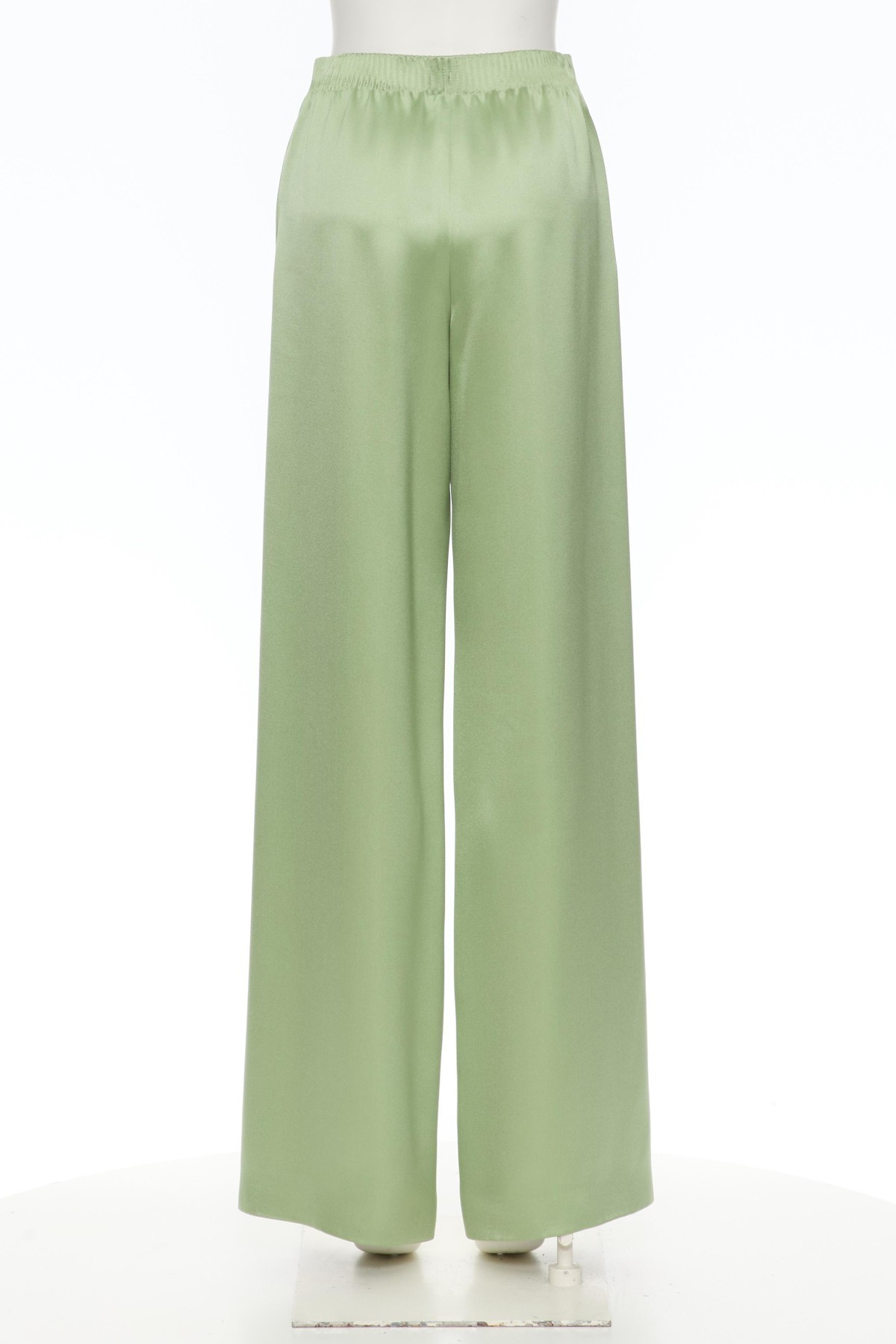 Valentino Double-layer Duke Satin Trousers In Green