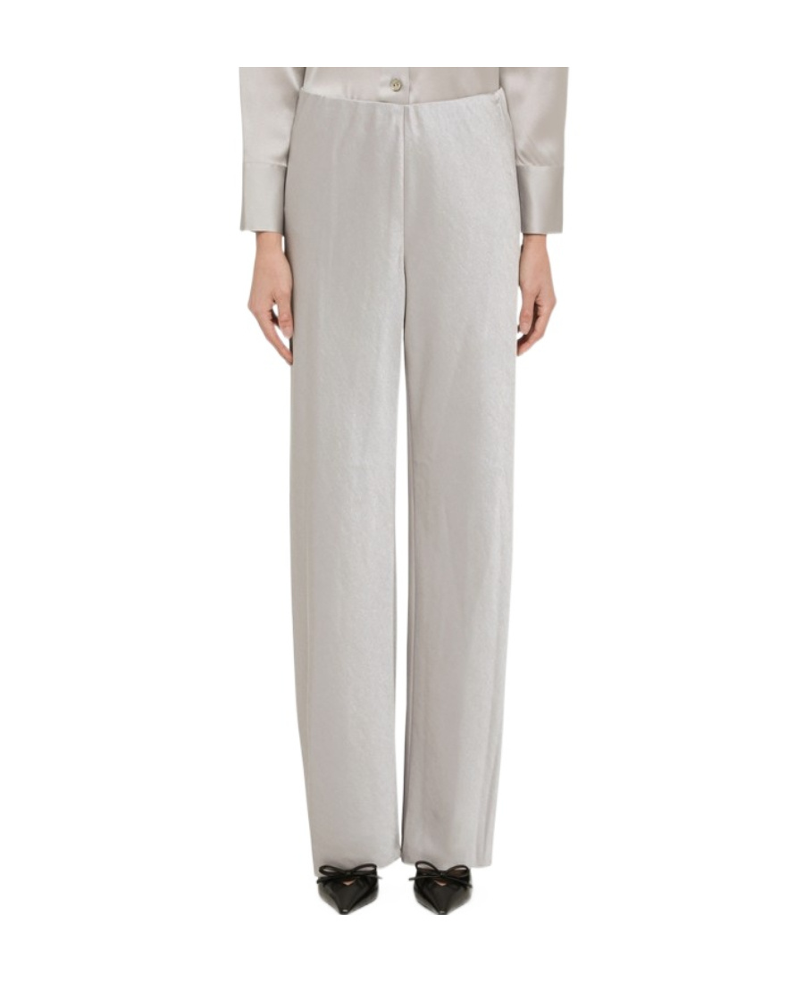 Shop Vince Satin-finish Straight-leg Trousers In Gray