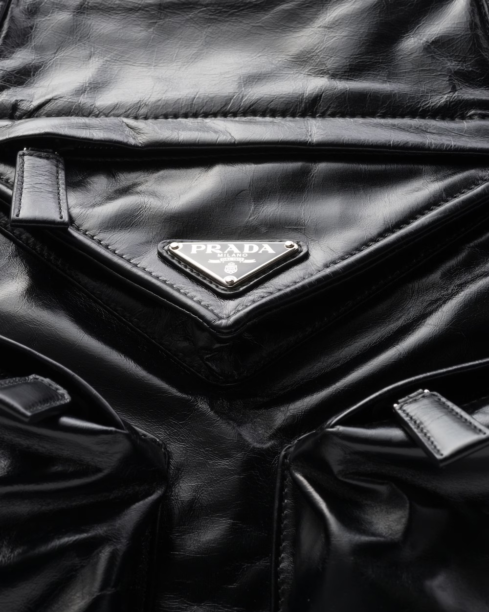 Shop Prada Leather Tote In Black