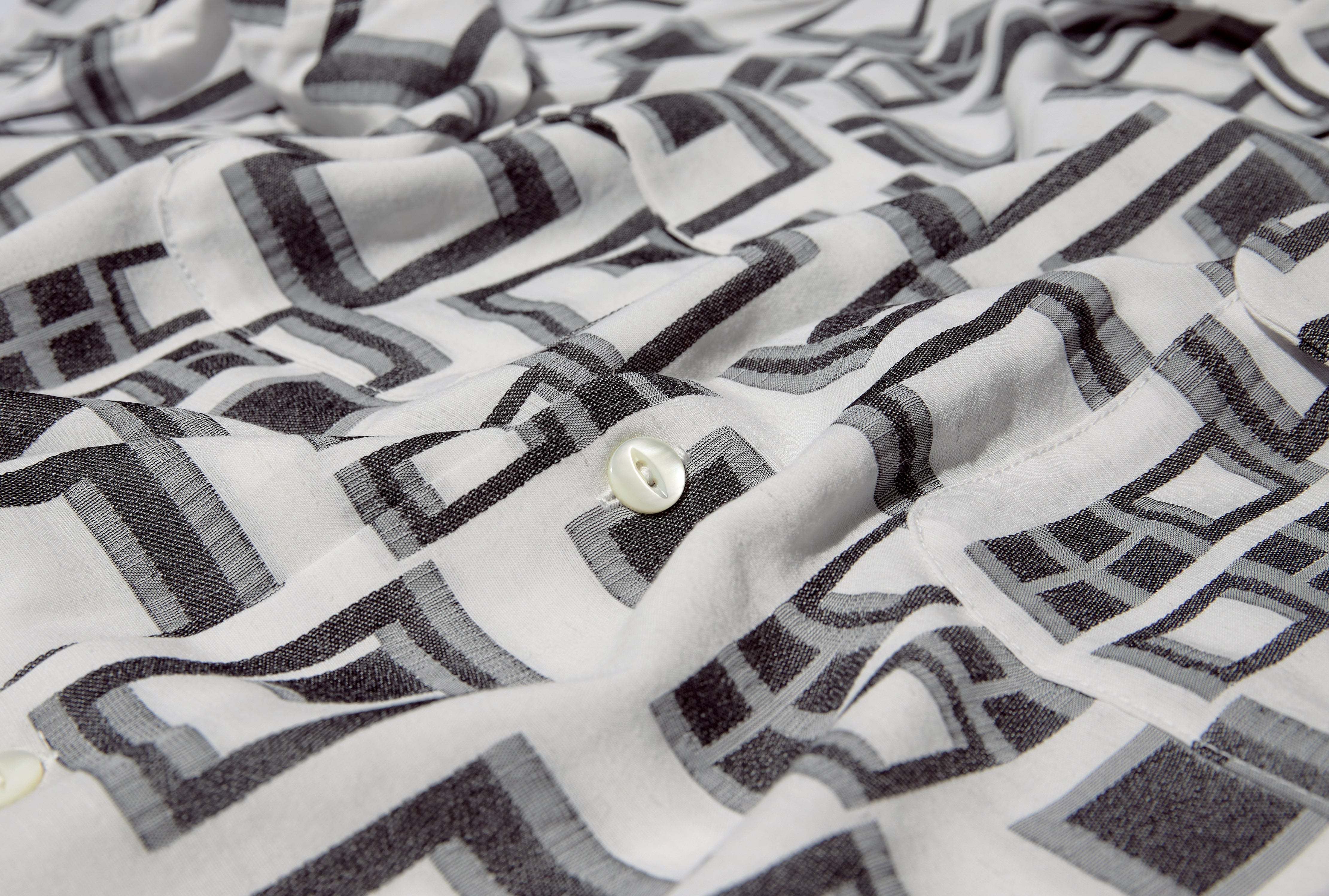 Needle & Thread Geometric-print Short-sleeved Shirt In Gray