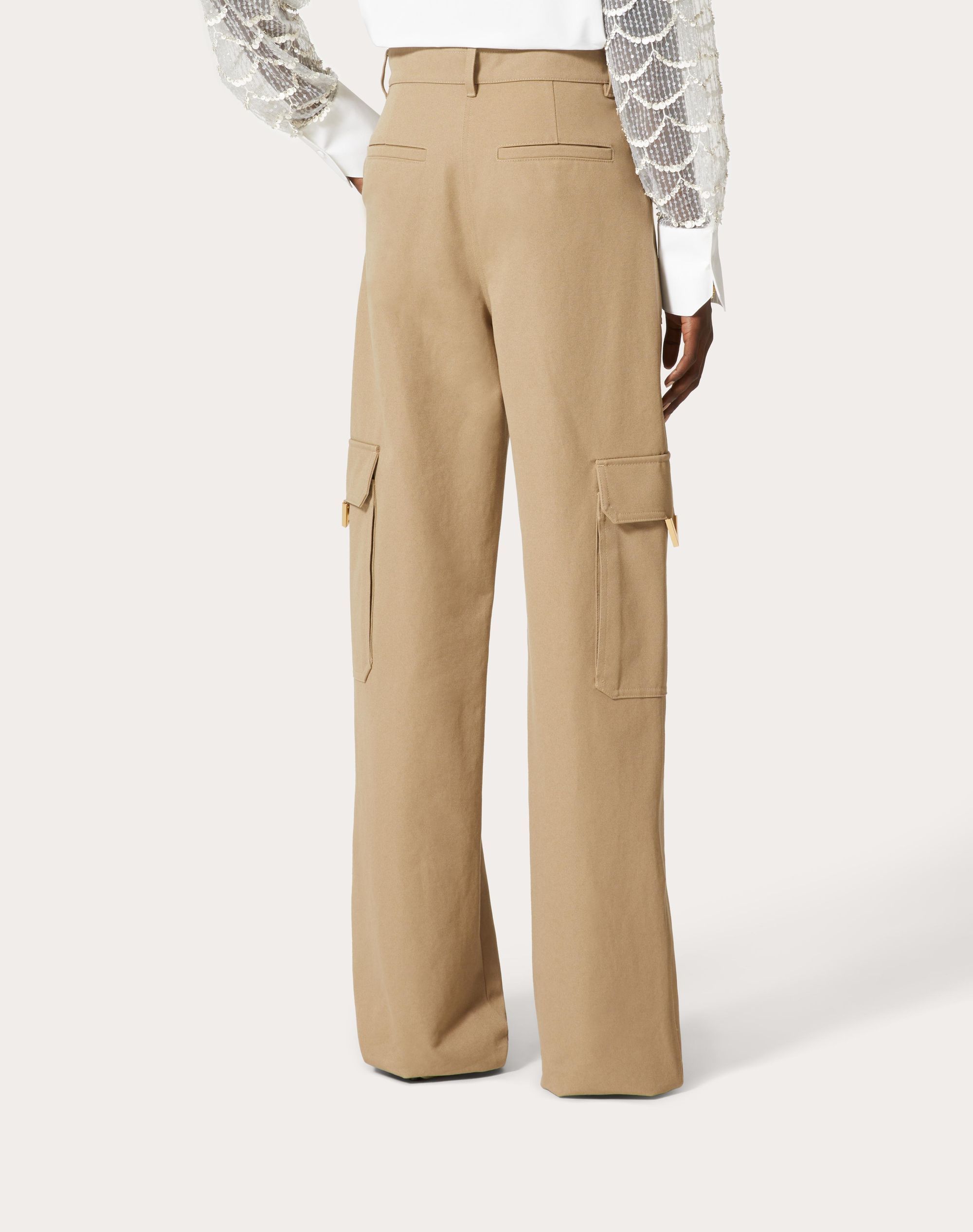 Valentino Canvas Cargo Trousers In Nude