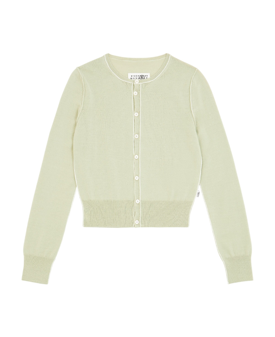 Mm6 Maison Margiela Raised-seam Fine-knit Cardigan In Green