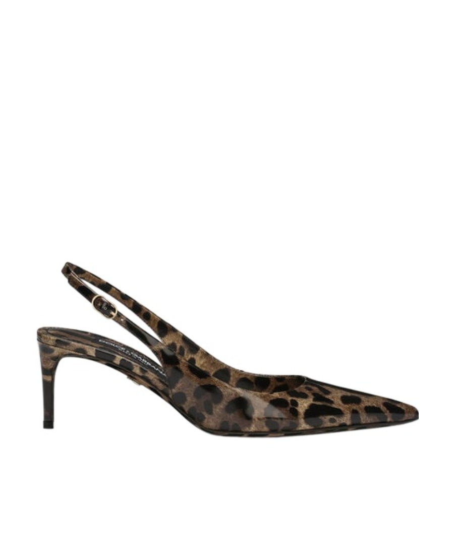 Dolce & Gabbana Luxurious Leopard Printed Slingback Pumps For Women In Black