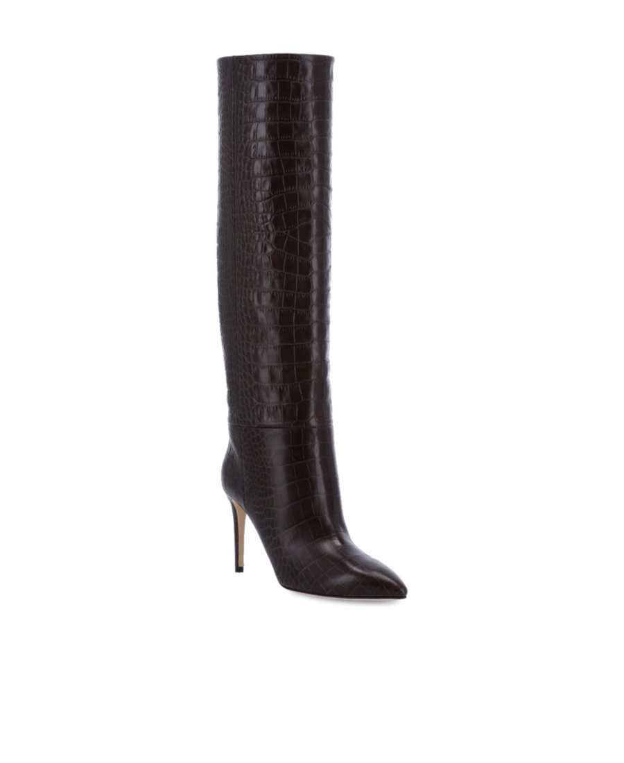 Paris Texas Crocodile-embossed 110mm Knee Boots In Black