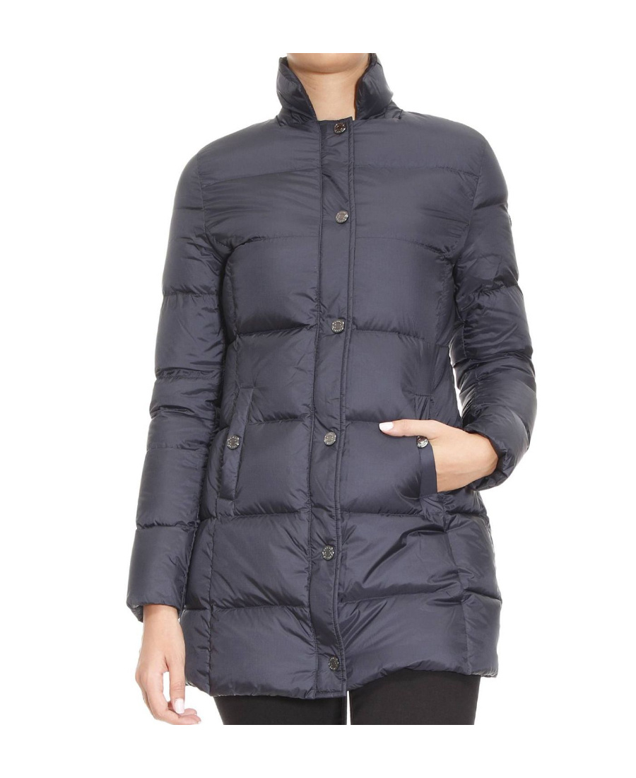 Shop Armani Jeans Long-sleeved Down Jacket In Gray