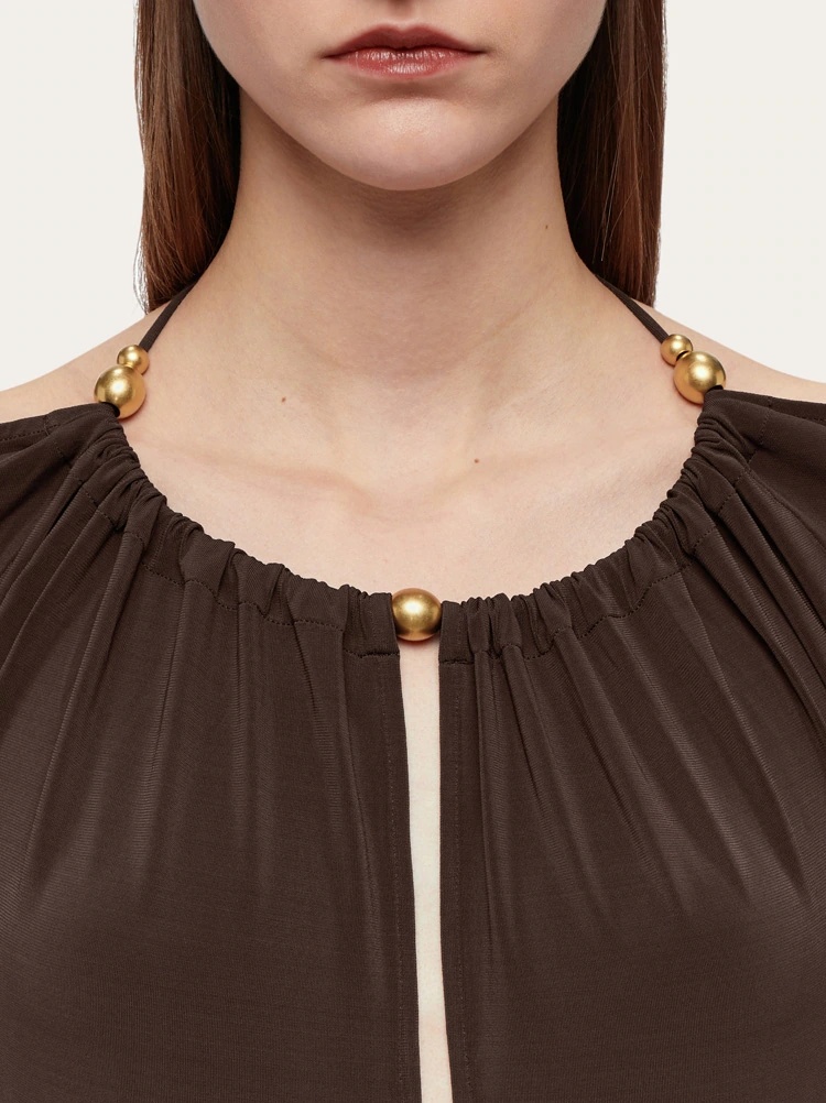 Ferragamo Open-back Crepe Maxi Dress In Black