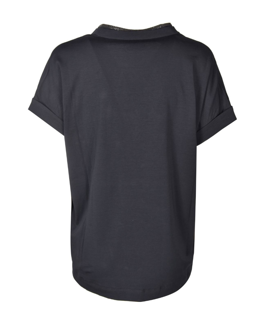 Brunello Cucinelli Short-sleeve Fitted Blouse In Black