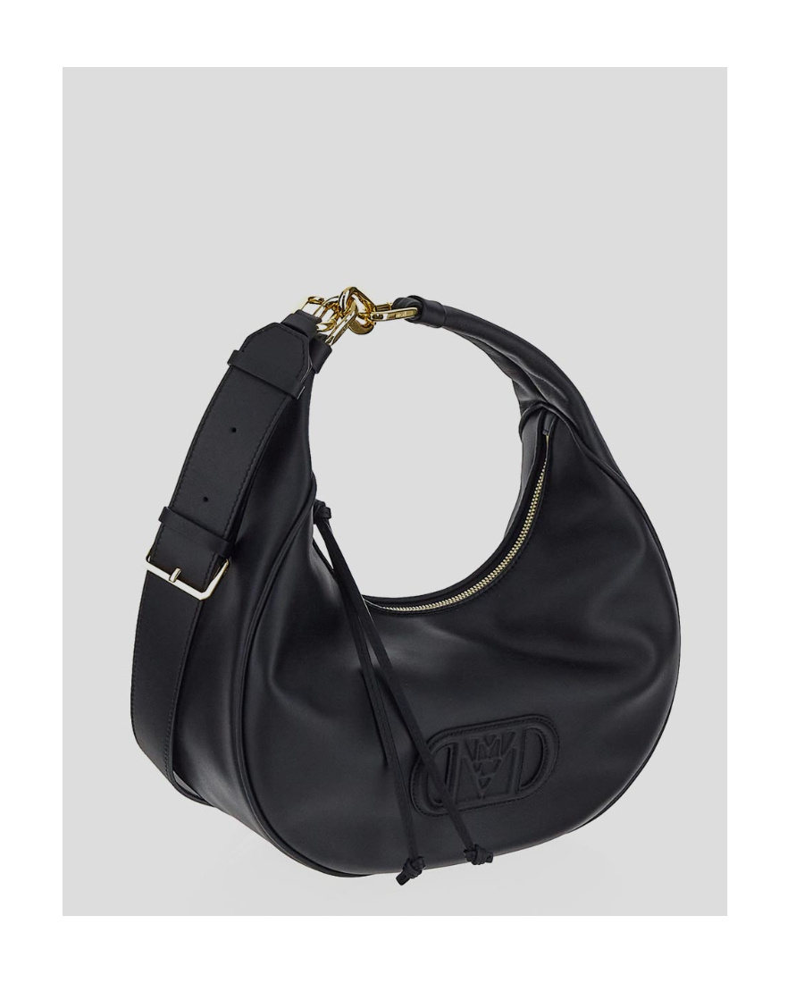 Mcm Logo Shoulder Bag In Black