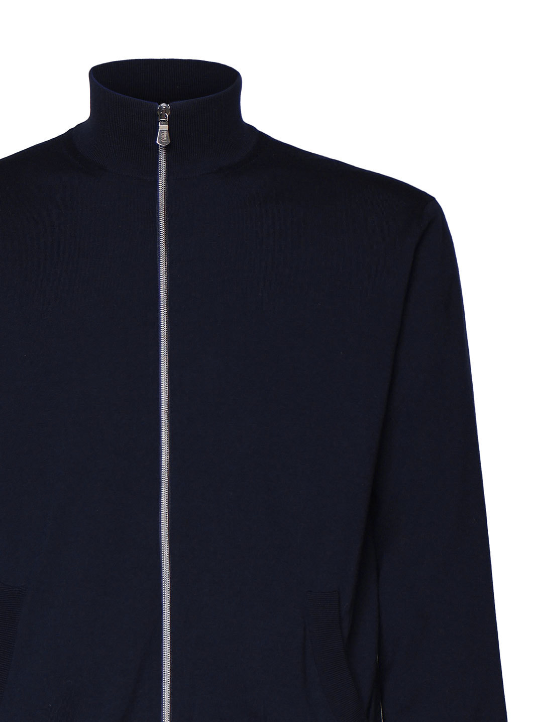 Fedeli Paros Reversible Full Zip Stretch Bomber Sweater In Navy In Black