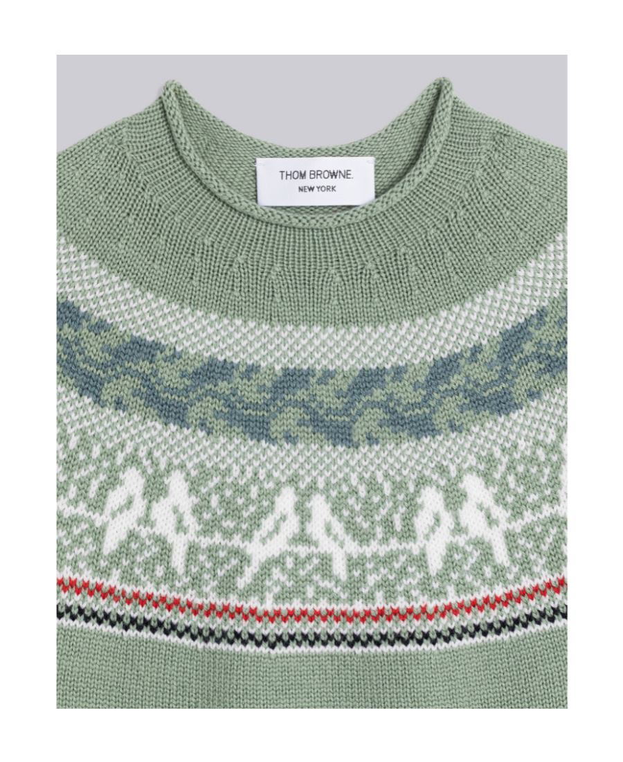 Thom Browne Fair-isle Wool Jumper In Gray