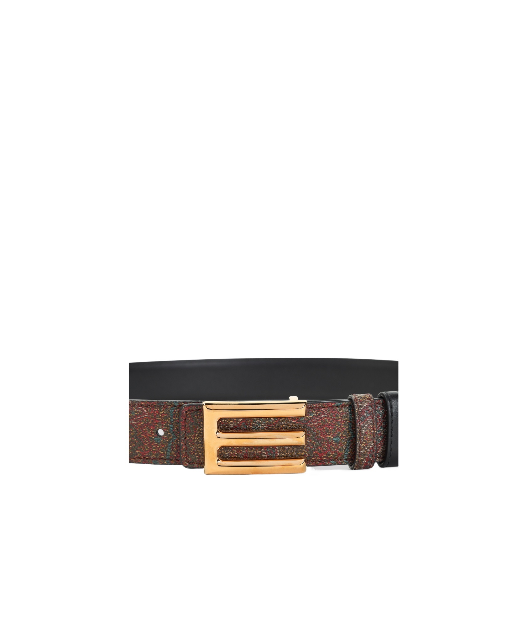 Etro Adjustable Textured Fabric Belt With Gold-tone Buckle In Black
