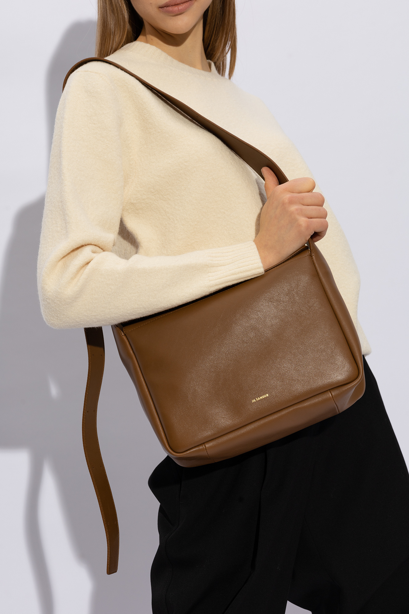Jil Sander Shoulder Bag With Logo In Brown