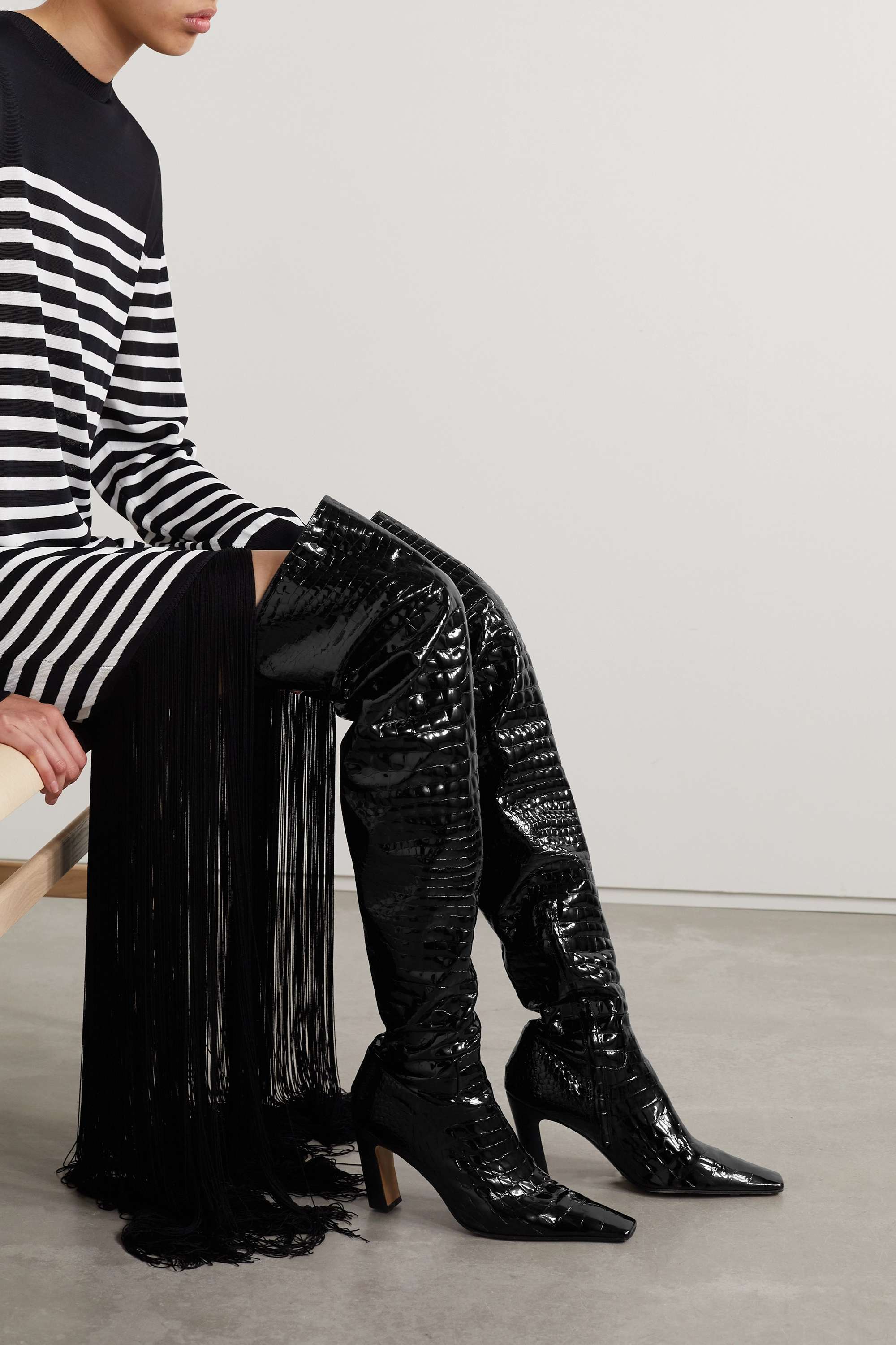 Khaite Marfa 90 Leather Knee-high Boots In Black