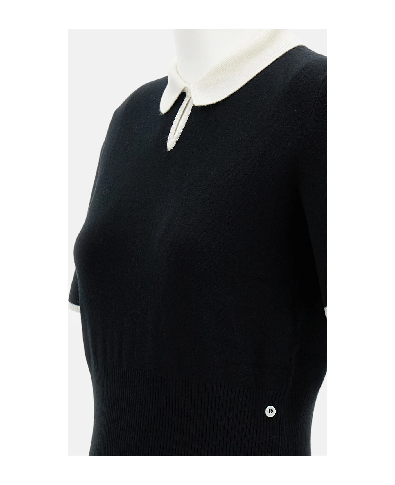Thom Browne Keyhole Cashmere Polo Shirt In Black