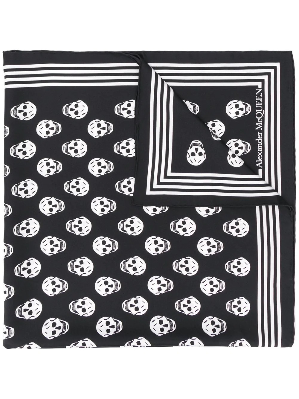 Alexander Mcqueen Men's Skull Printed Raffia Scarf In Black