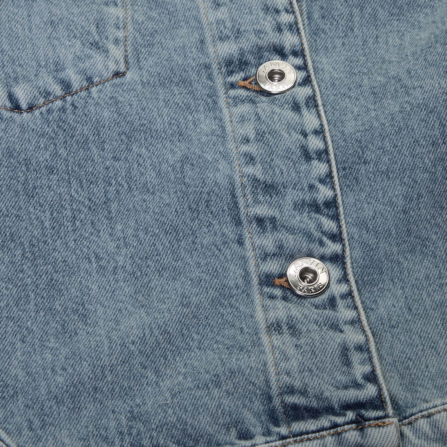 Lanvin Denim Cropped Jacket Patch Pocket In Gray