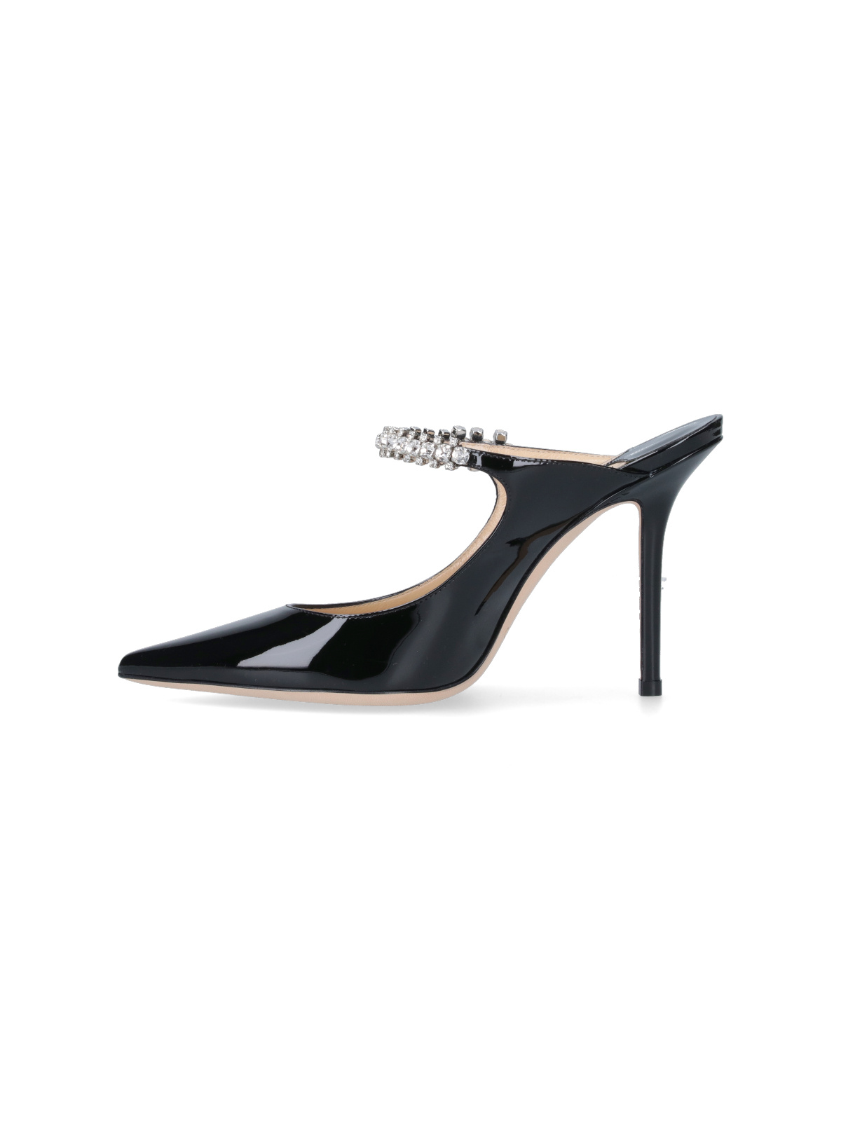 Jimmy Choo Crystal Strap Embellished Mules With 10cm Heel In Black