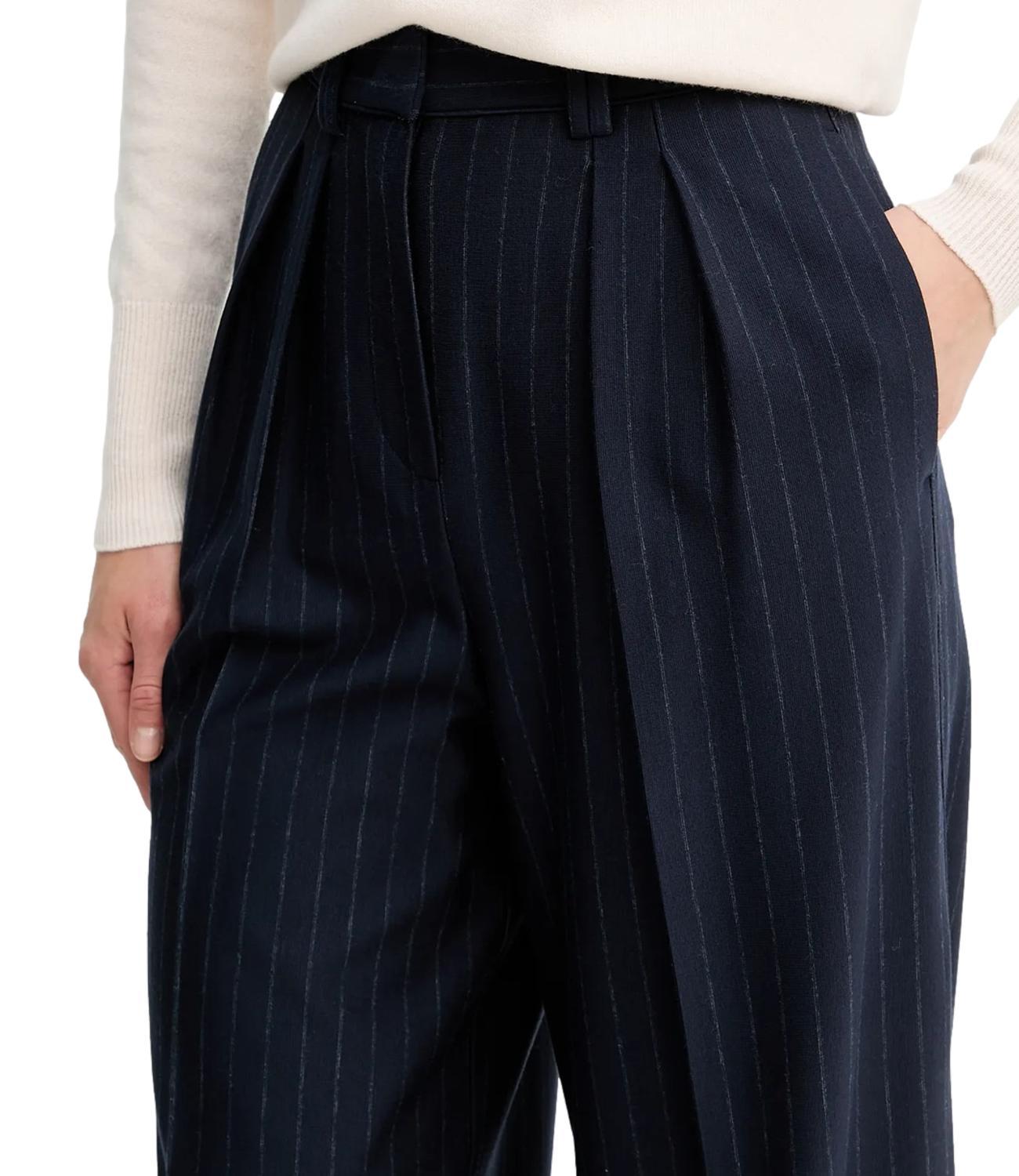 Max Mara Striped Casual Pants In Blue