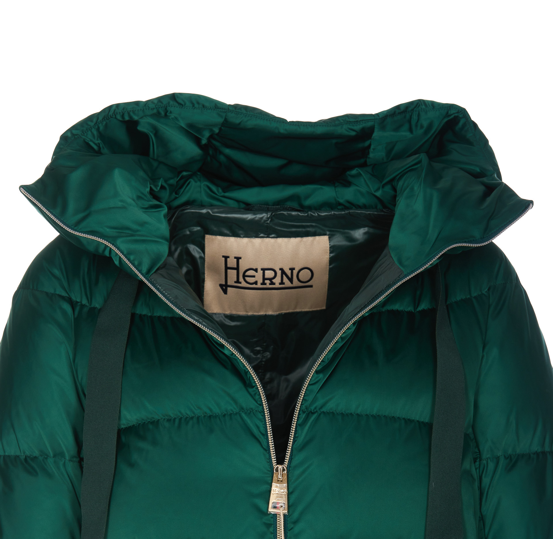 Herno Zip Padded Down Coat In Green