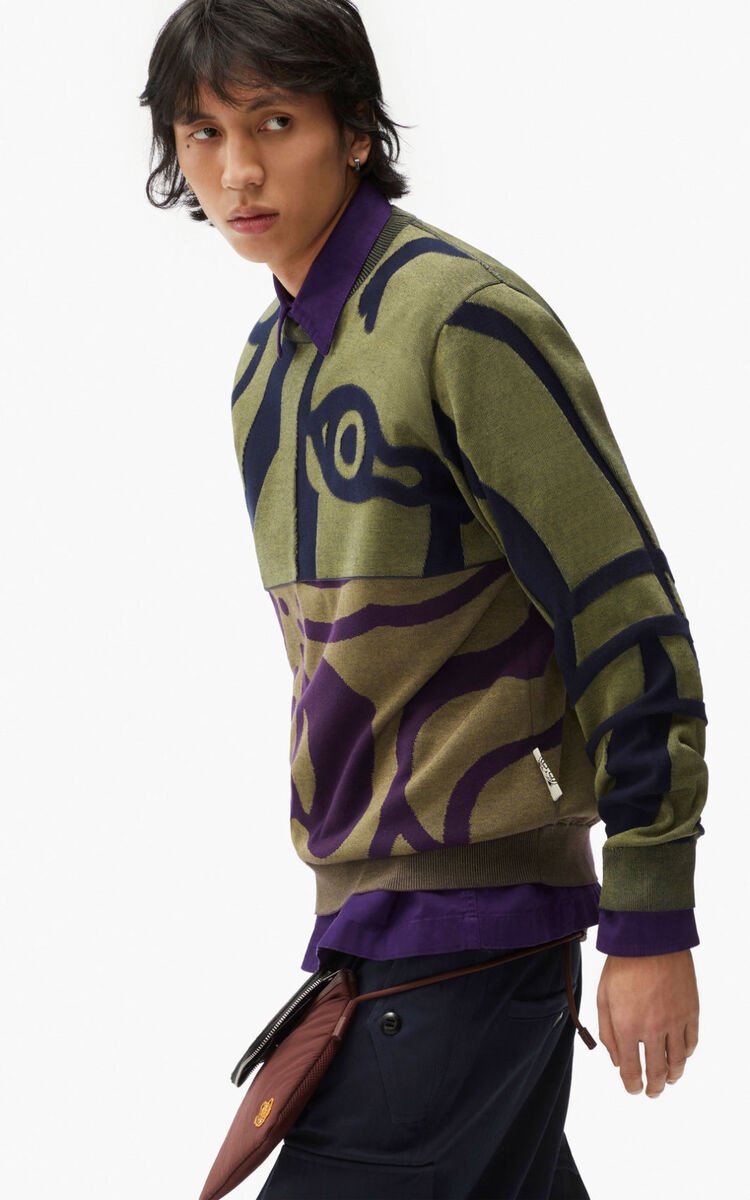 Kenzo Tiger Intarsia-knit Jumper In Green